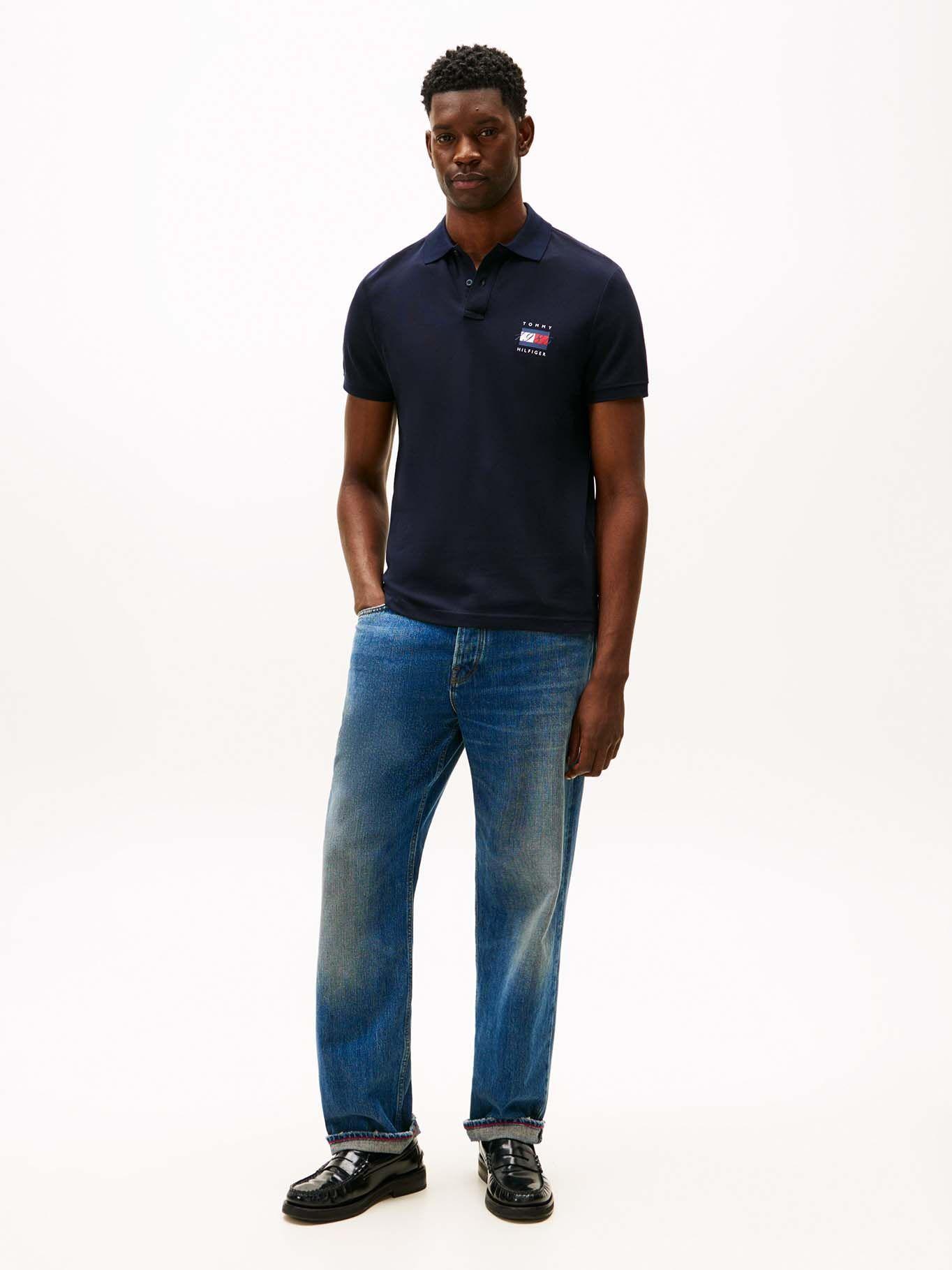 Polo Regular Fit Con Logo Gráfico Azul Tommy Hilfiger-1