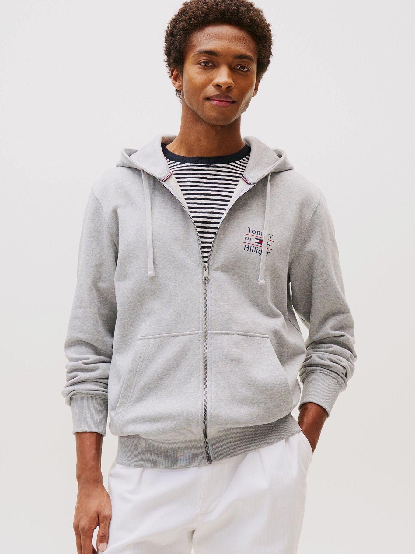 Polerón Hoodie Con Cierre Gris Tommy Hilfiger-0