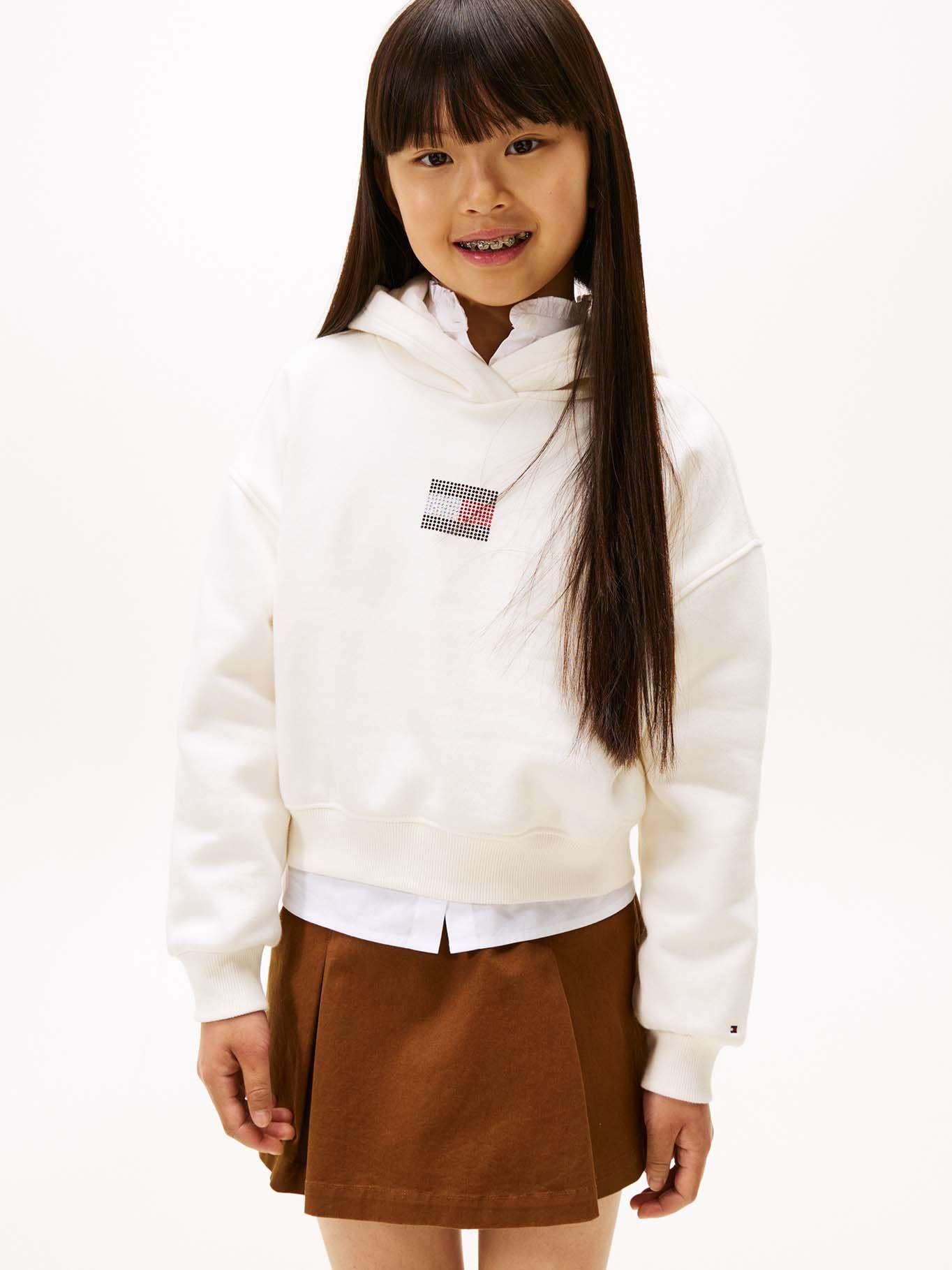 Polerón Hoodie Con Logo De Strass Blanco Tommy Hilfiger-0