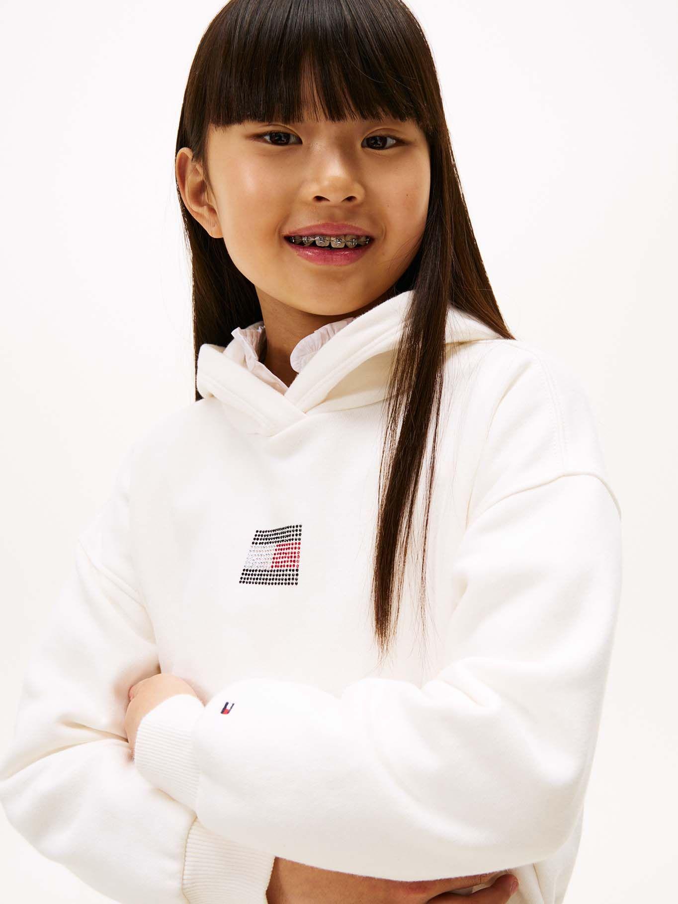 Polerón Hoodie Con Logo De Strass Blanco Tommy Hilfiger-3