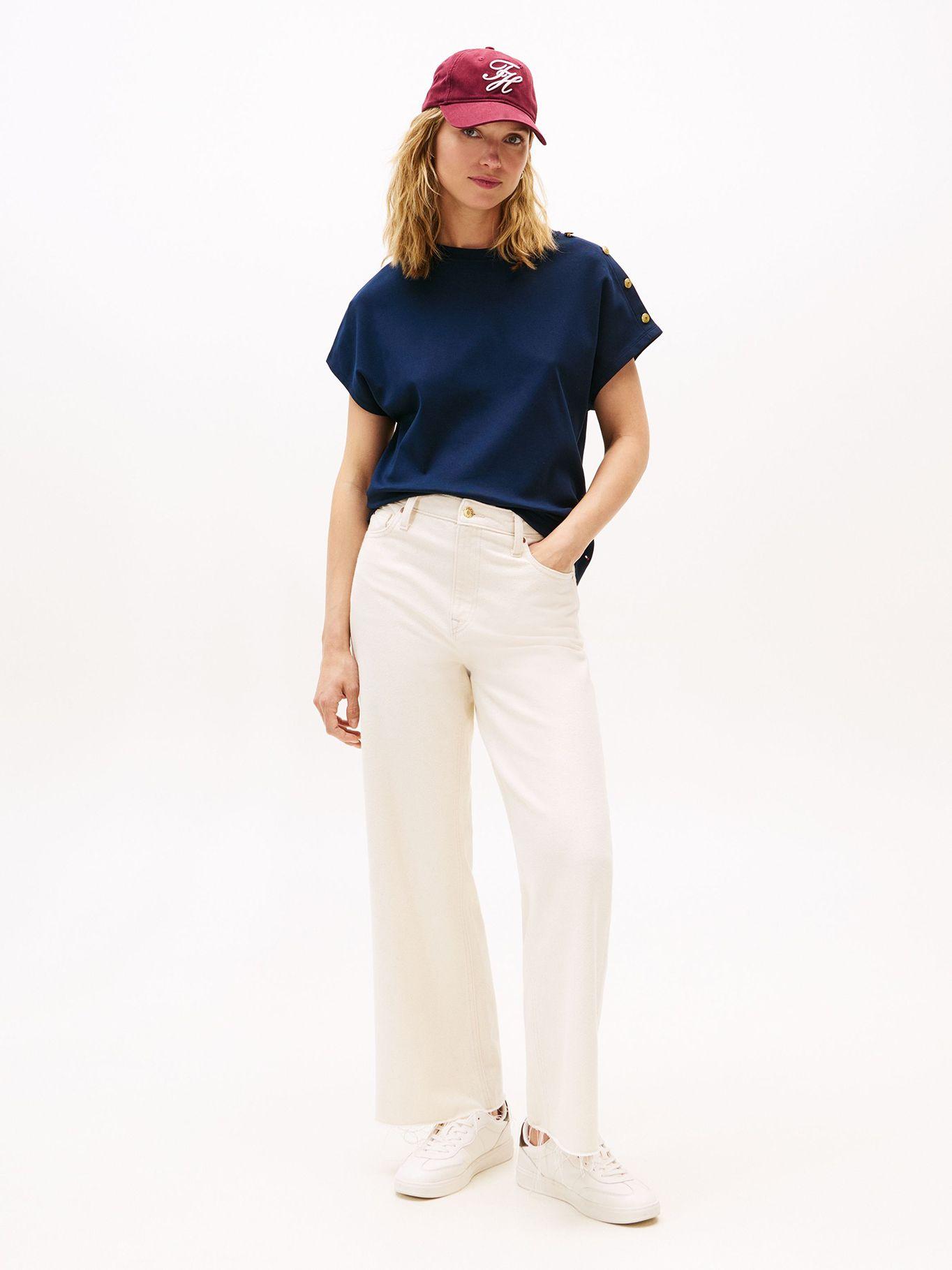 Polera Solid Gold Button Azul Tommy Hilfiger-1