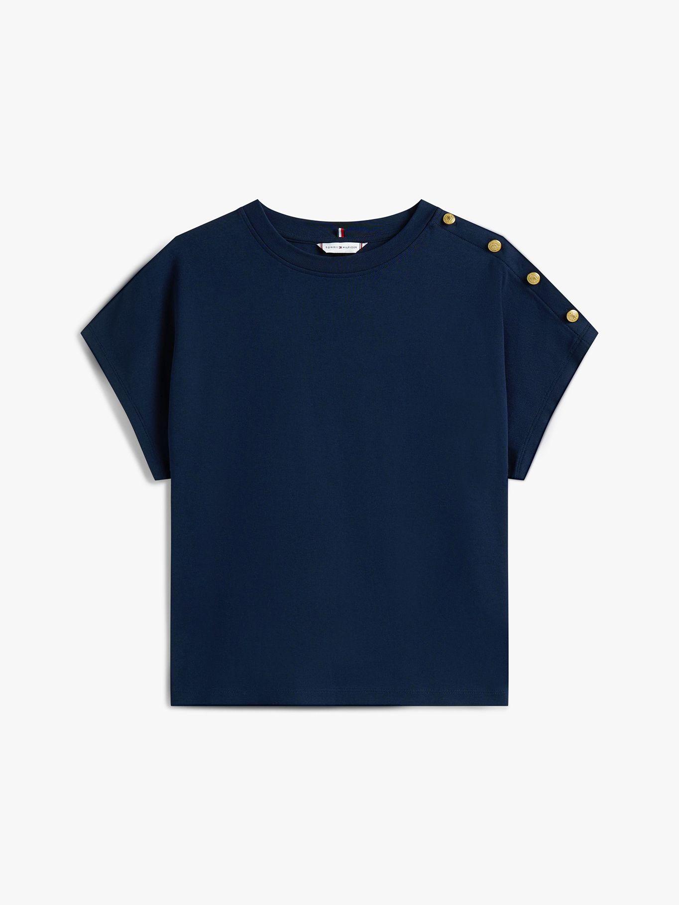 Polera Solid Gold Button Azul Tommy Hilfiger-4