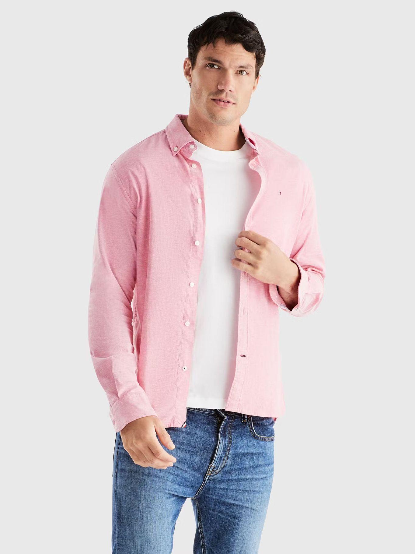 Camisa Flex Oxford Regular Fit Rosado Tommy Hilfiger-0