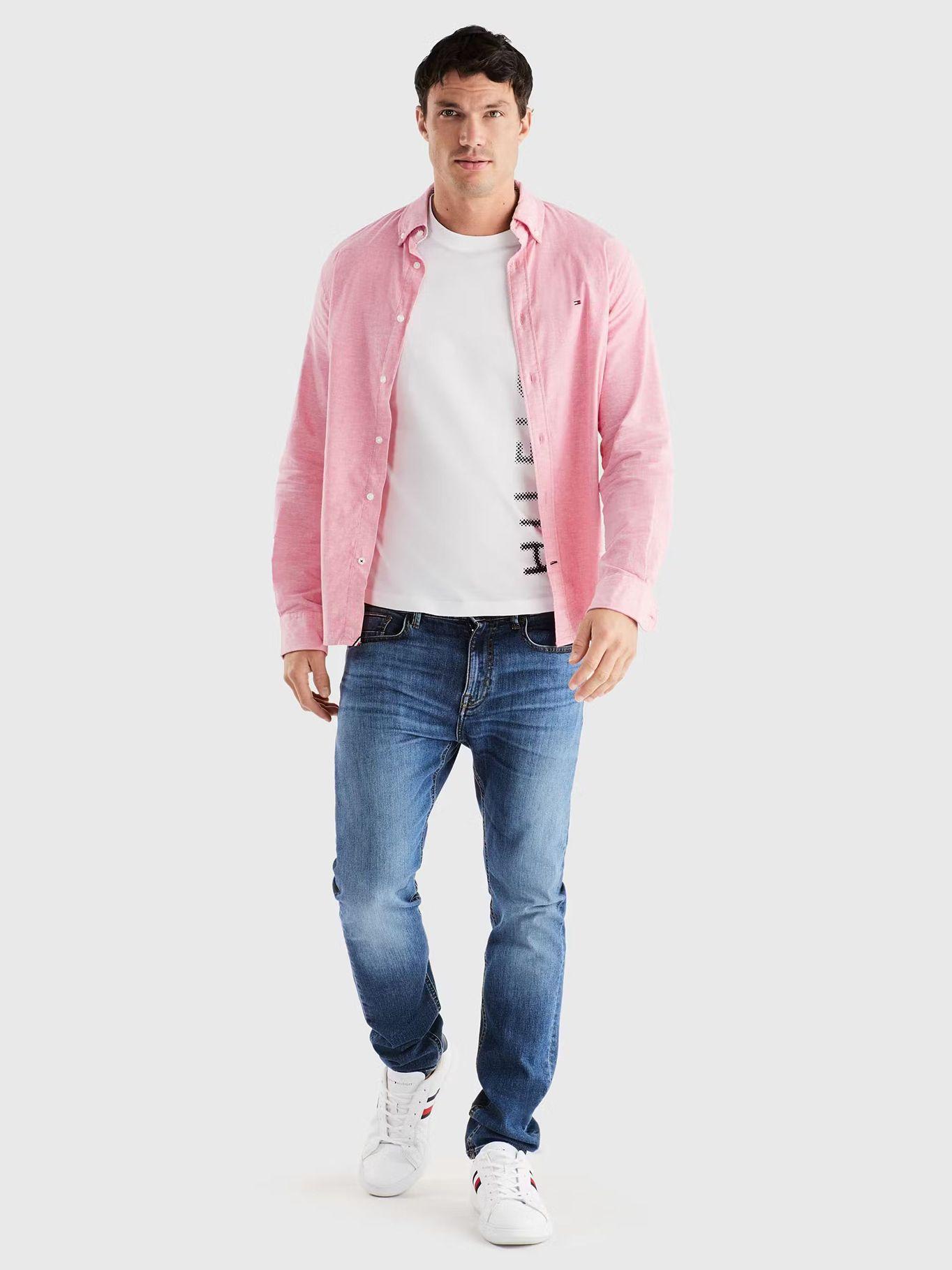 Camisa Flex Oxford Regular Fit Rosado Tommy Hilfiger-1