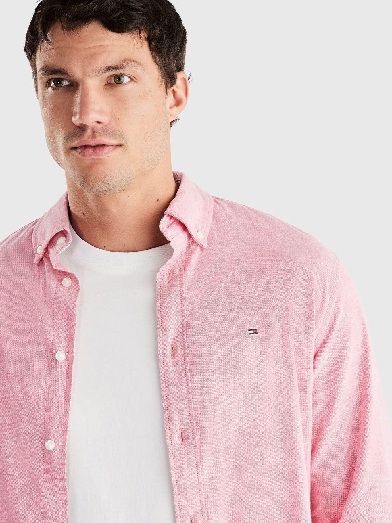 Camisa Flex Oxford Regular Fit Rosado Tommy Hilfiger-3
