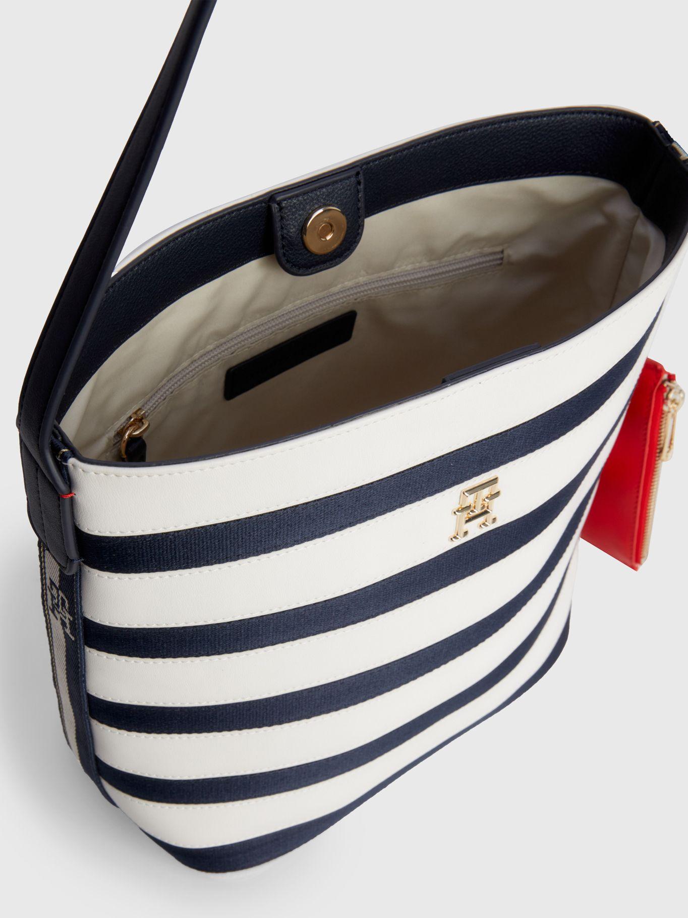 Cartera Bucket Iconic A Rayas Azul Tommy Hilfiger-4
