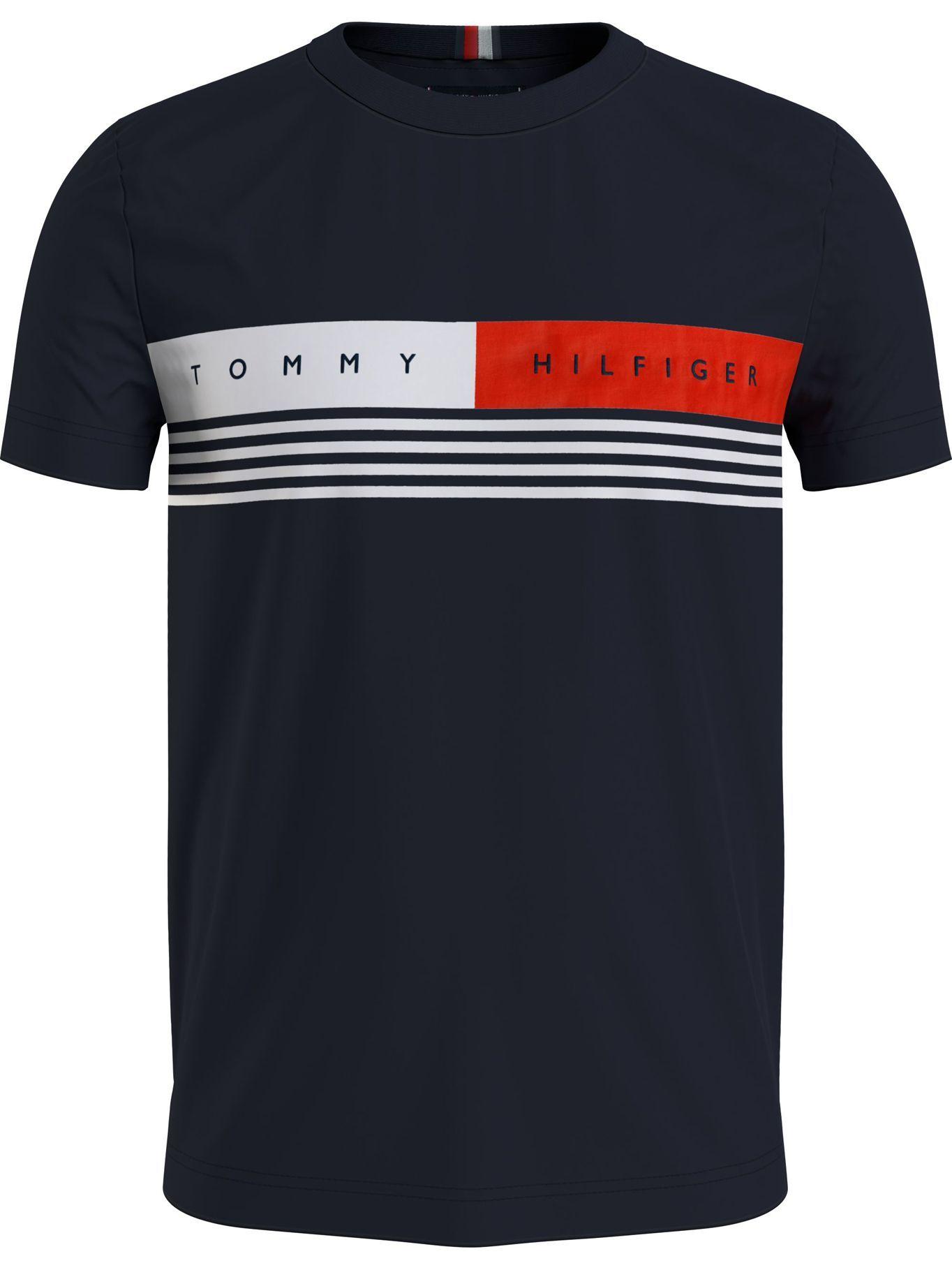 Polera Logo Stripe Azul Tommy Hilfiger A2-0
