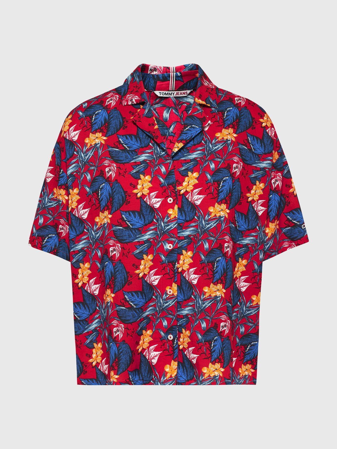 Camisa Overzise Print De Flores Rojo Tommy Hilfiger-4