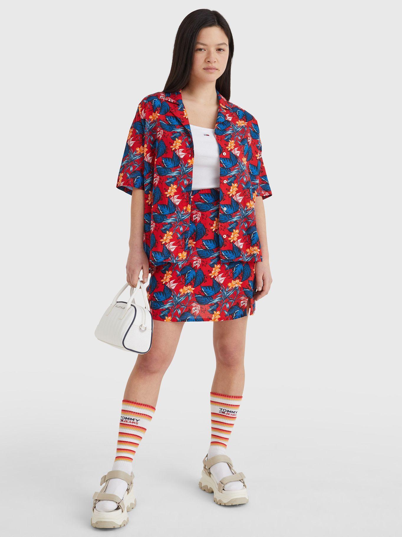 Camisa Overzise Print De Flores Rojo Tommy Hilfiger-0