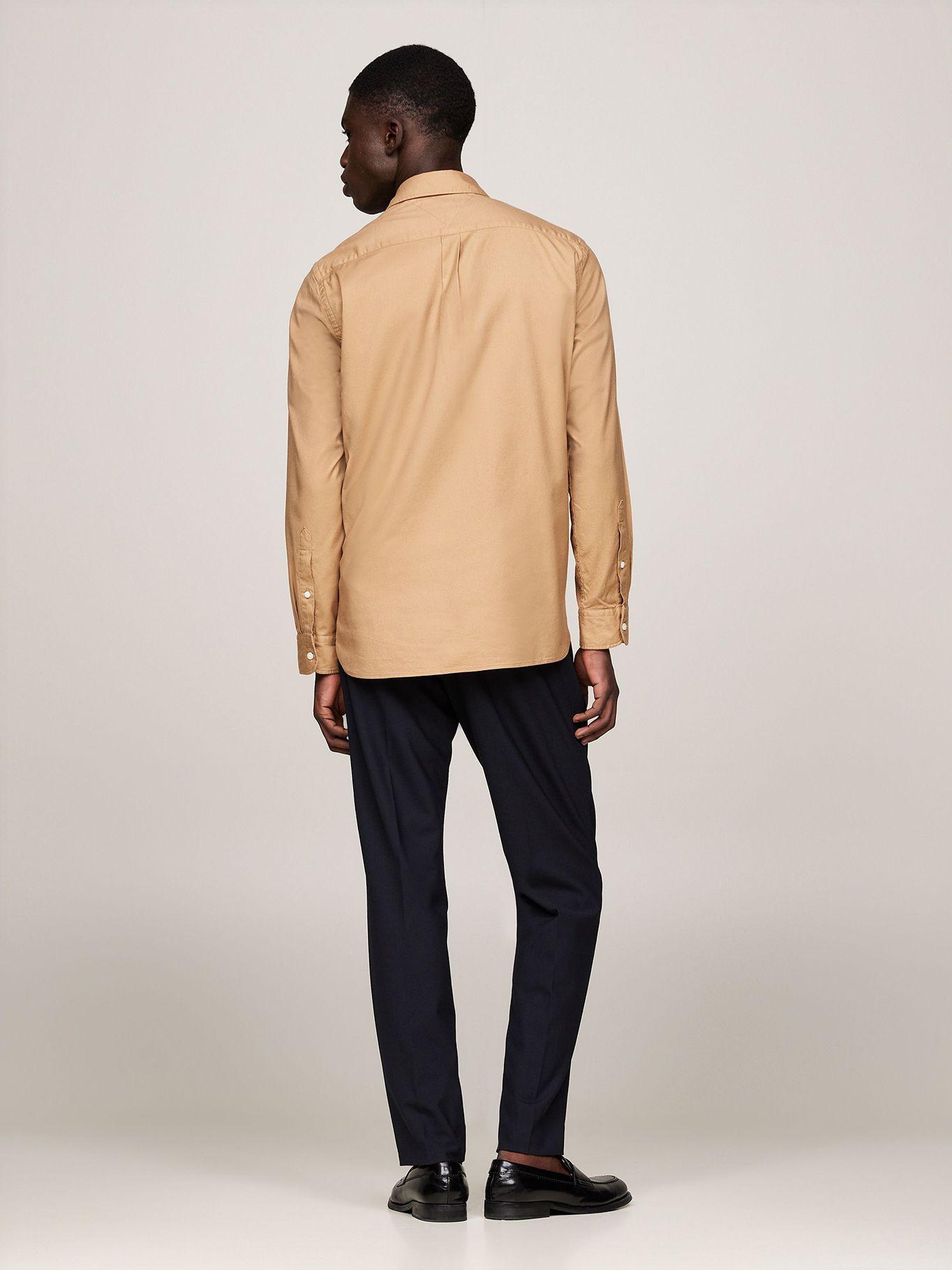 Camisa Flex Solid Regular Fit Beige Tommy Hilfiger-2