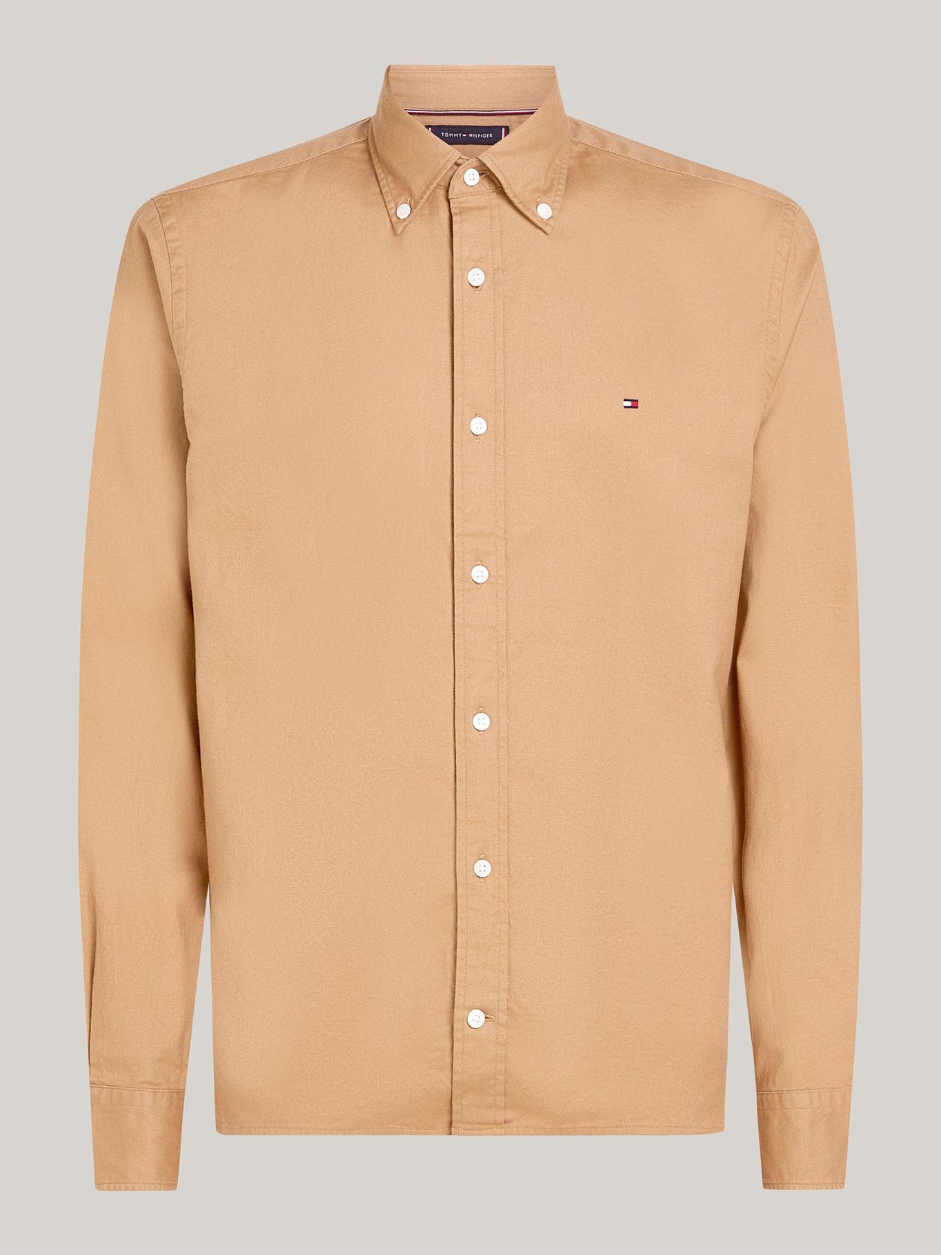 Camisa Flex Solid Regular Fit Beige Tommy Hilfiger-4
