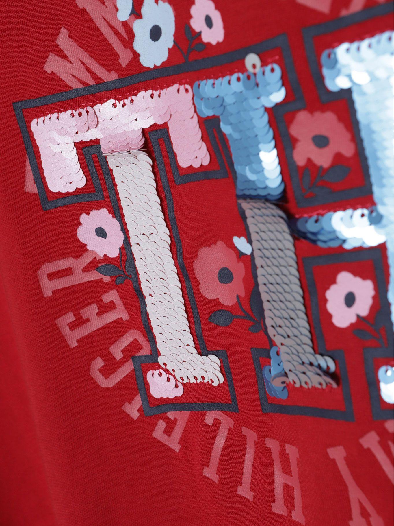 Polera De Niña Script Floral Logo Rojo Tommy Hilfiger-3