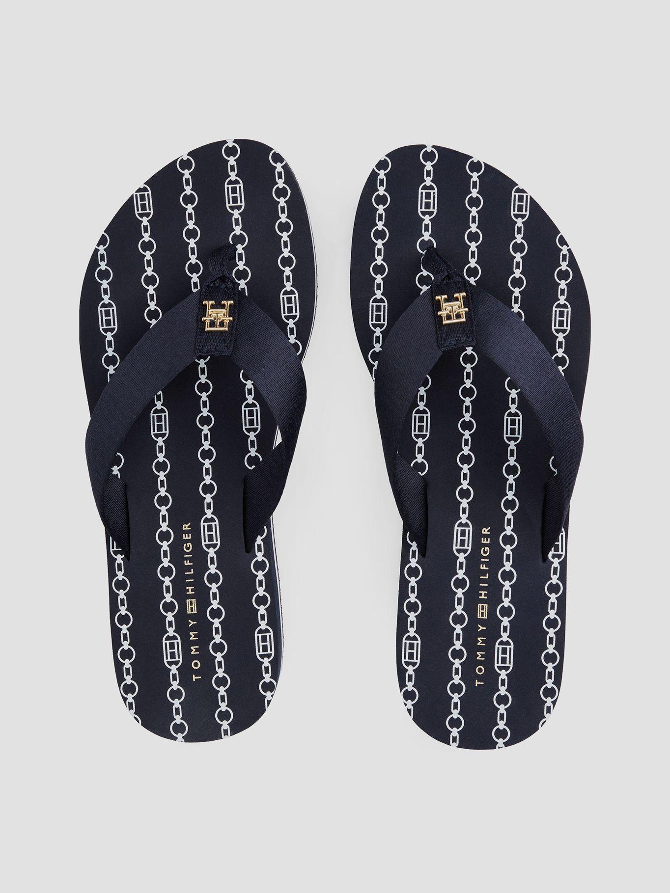 Sandalias De Cuña Con Monograma Th Azul Tommy Hilfiger-2