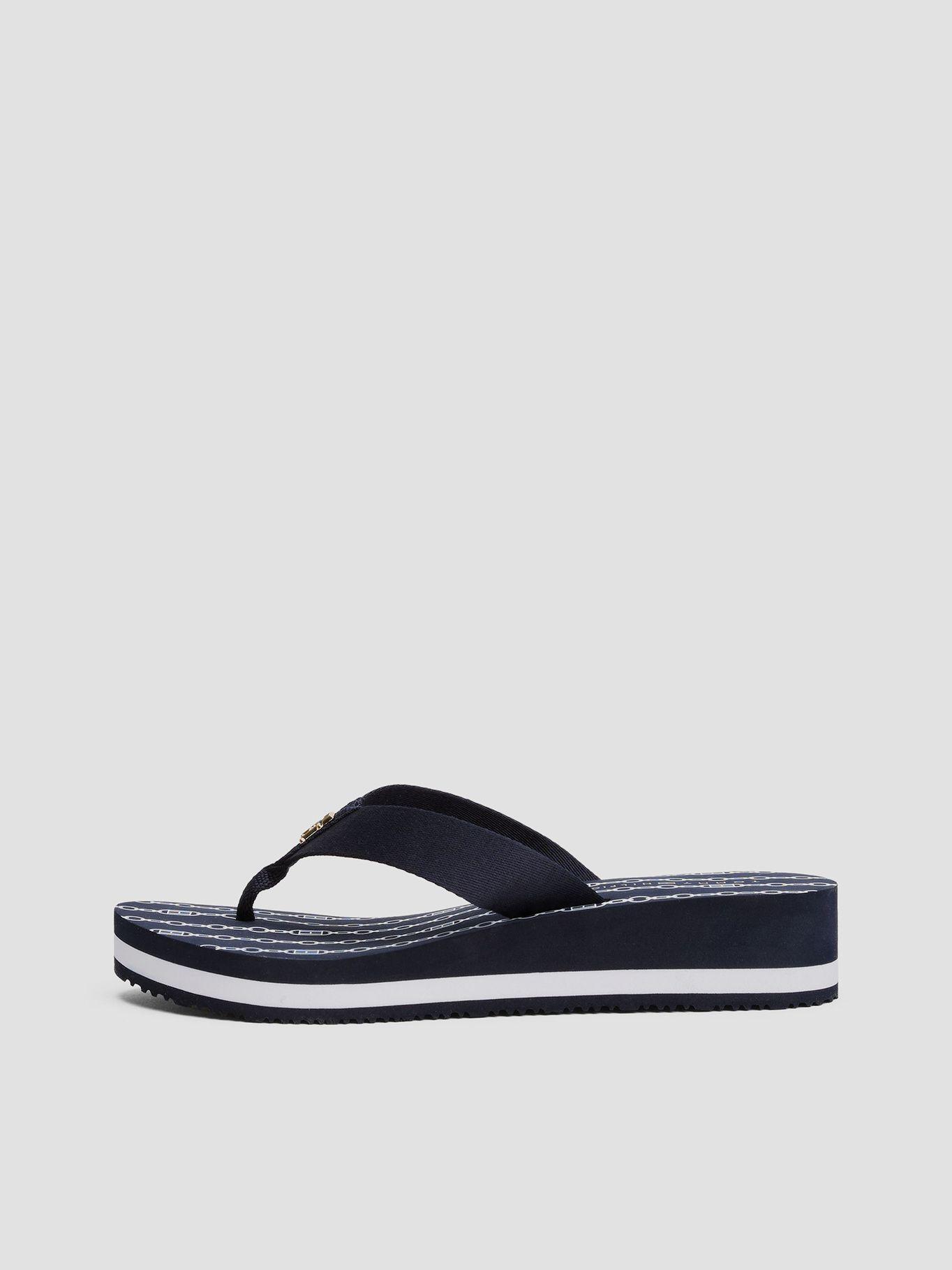 Sandalias De Cuña Con Monograma Th Azul Tommy Hilfiger-5