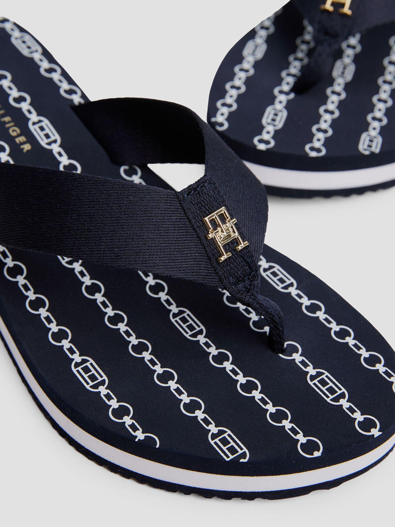 Sandalias De Cuña Con Monograma Th Azul Tommy Hilfiger-6