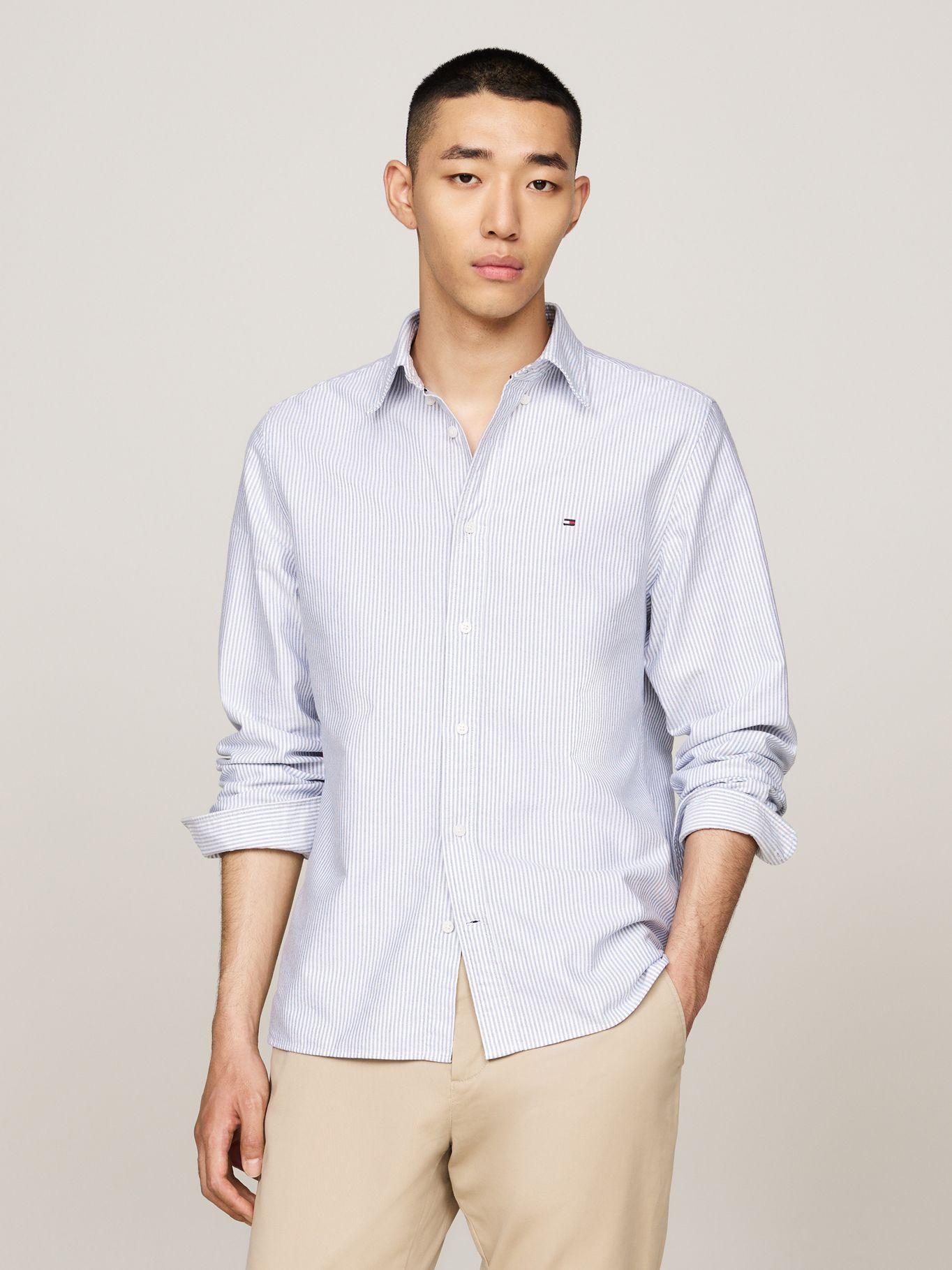 Camisa Heritage De Rayas Regular Fit Celeste Tommy Hilfiger-0