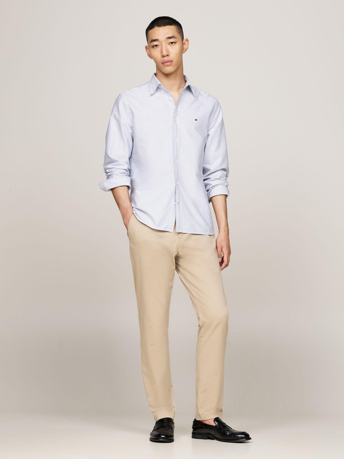 Camisa Heritage De Rayas Regular Fit Celeste Tommy Hilfiger-1