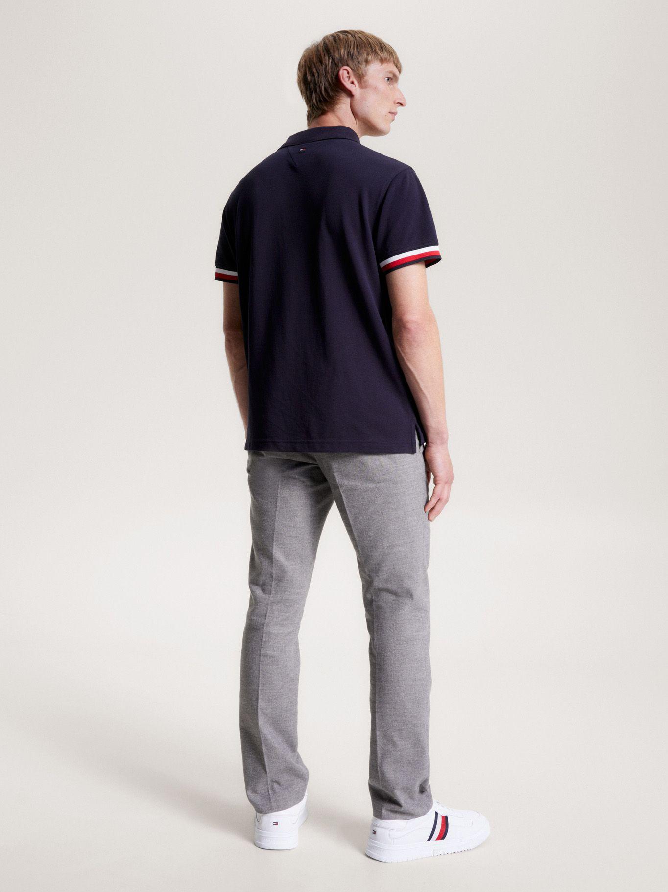 Polo Ribeteado Corte Slim Y Logo Azul Tommy Hilfiger-2