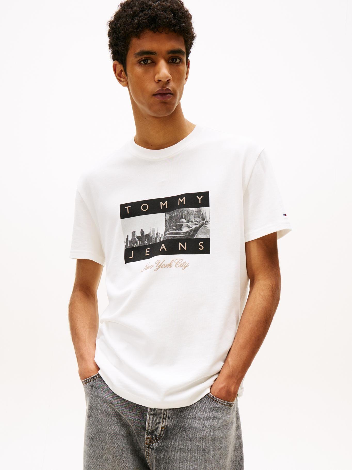 Polera Photo Flag Logo Regular Fit Blanco Tommy Jeans-0