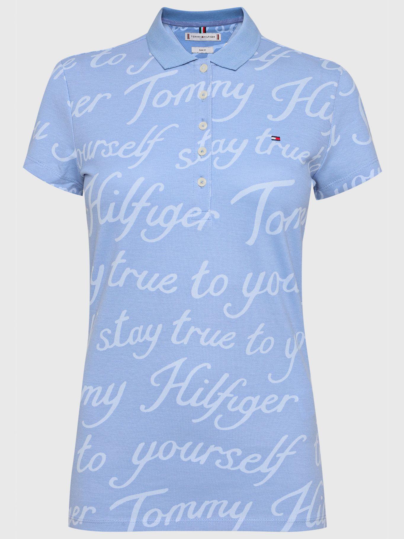 Polo Print Abstracto Slim Fit Celeste Tommy Hilfiger-0