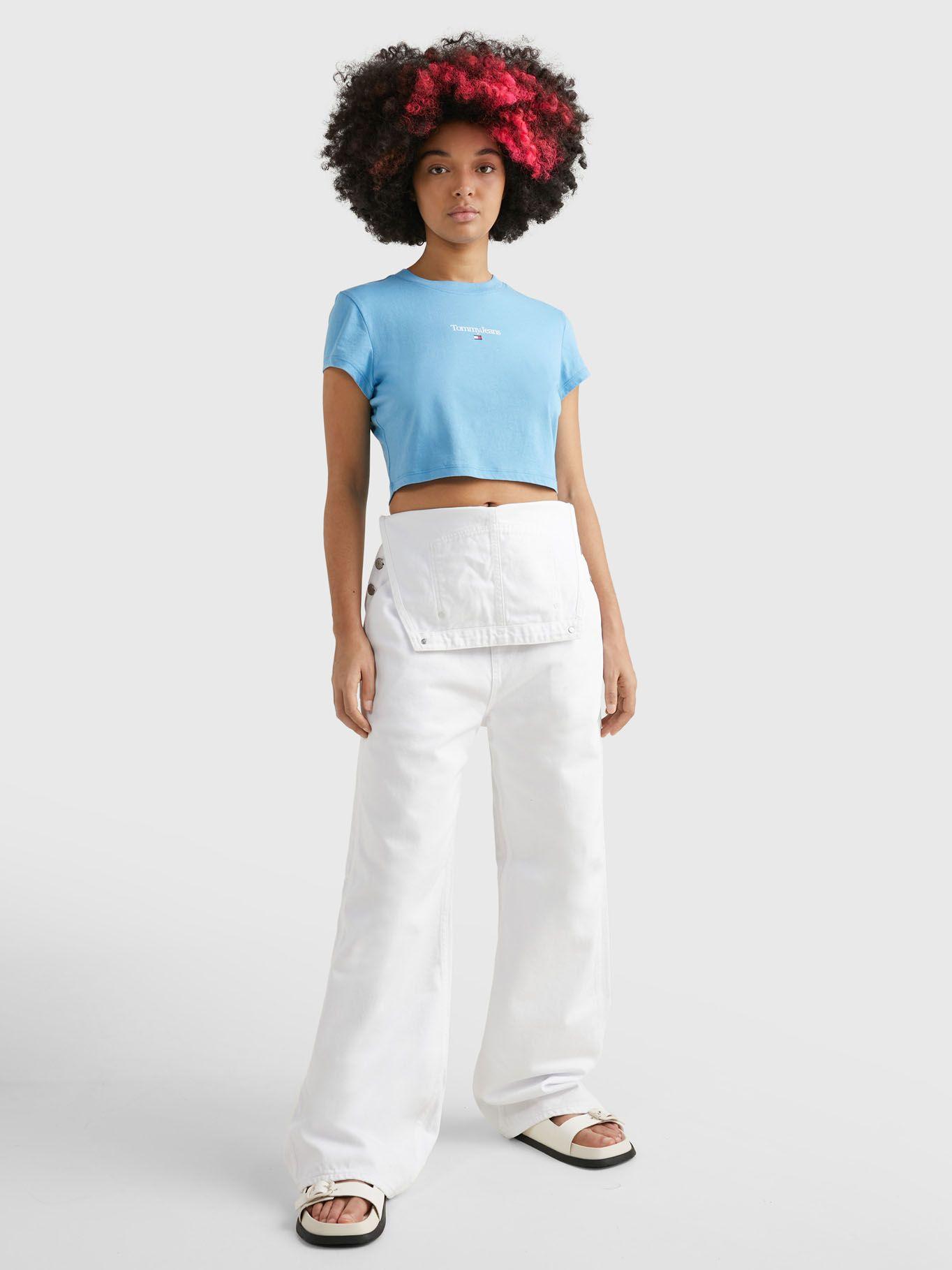 Polera Essential Cropp Con Logo Celeste Tommy Hilfiger-1