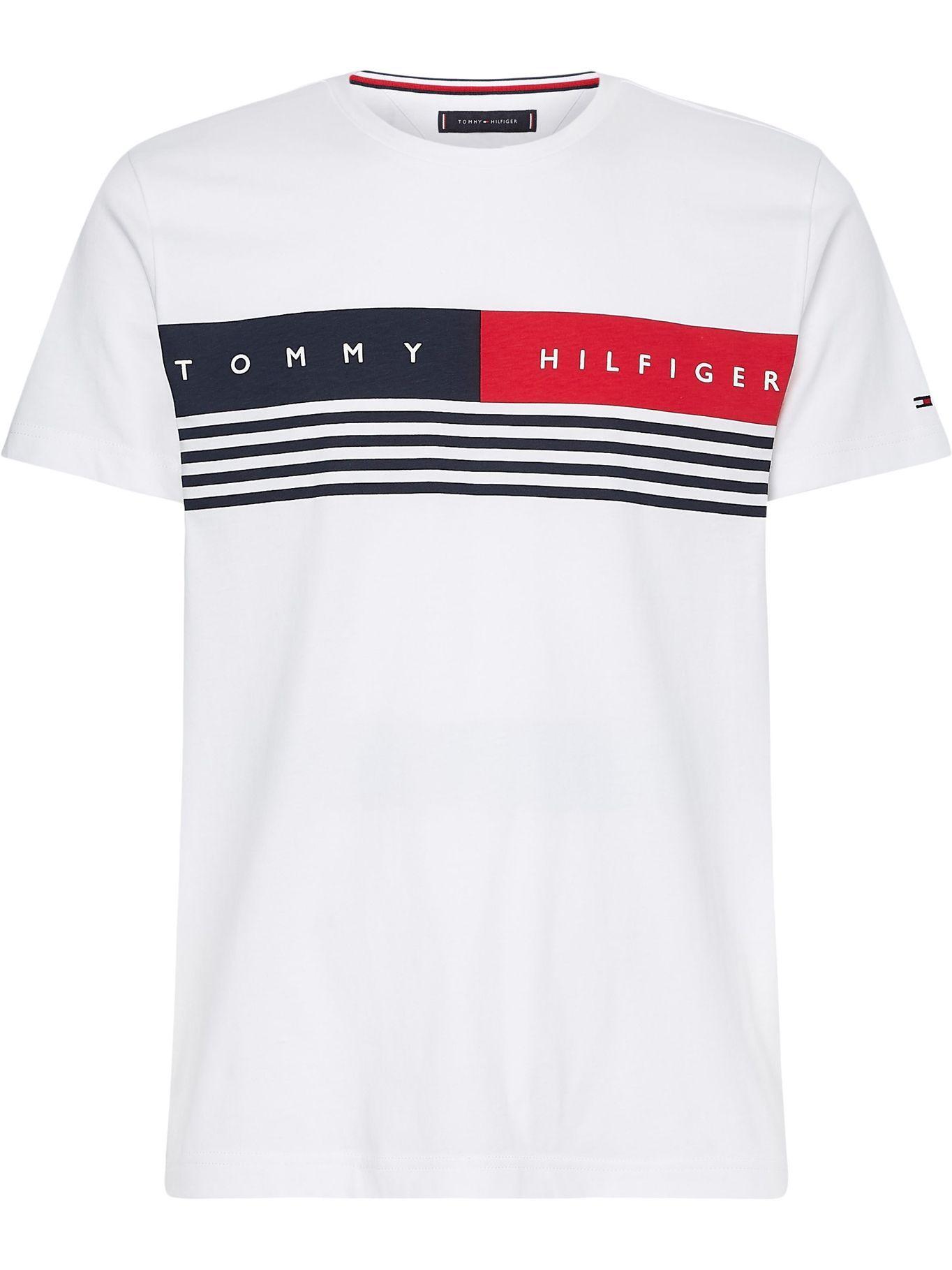 Polera Logo Stripe Blanco Tommy Hilfiger A2-0