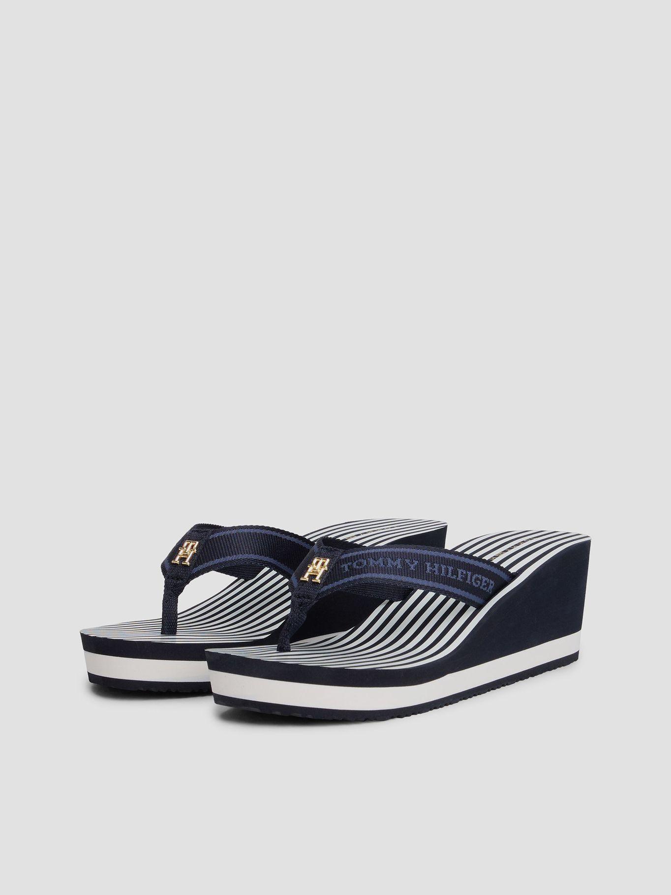 Sandalias De Cuña Con Logo Y Rayas Azul Tommy Hilfiger-0