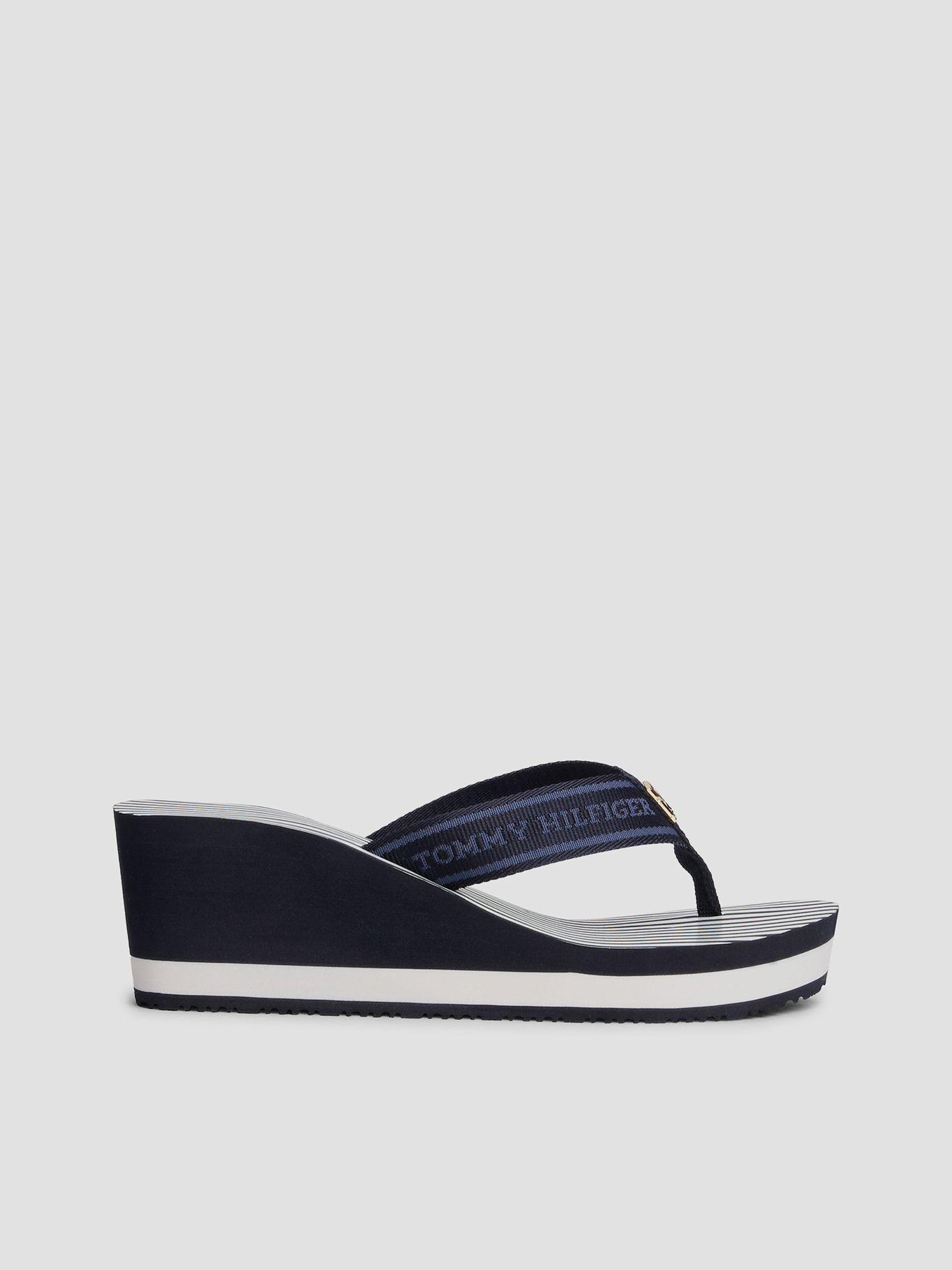 Sandalias De Cuña Con Logo Y Rayas Azul Tommy Hilfiger-4