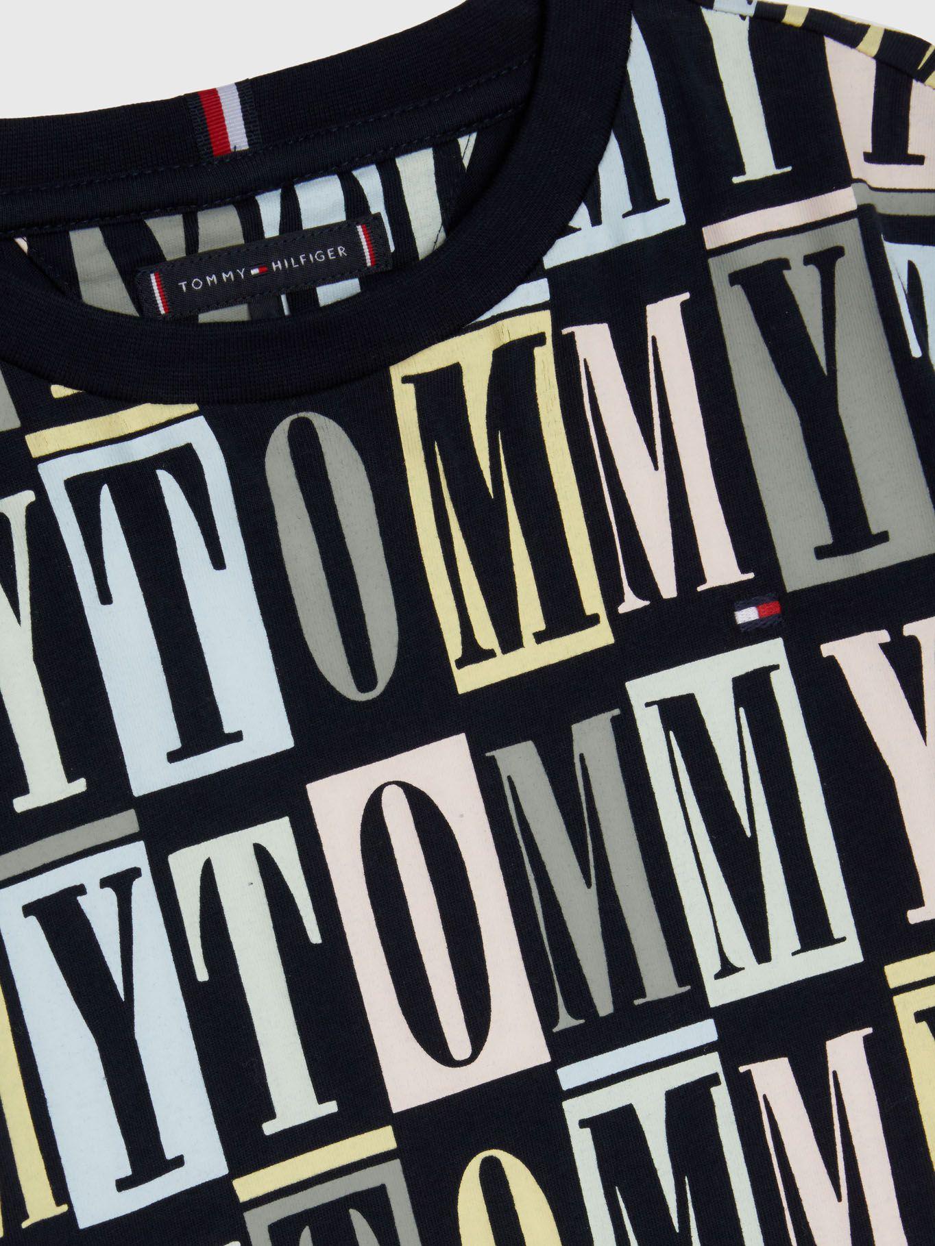 Polera Con Print De Letras Azul Tommy Hilfiger-2