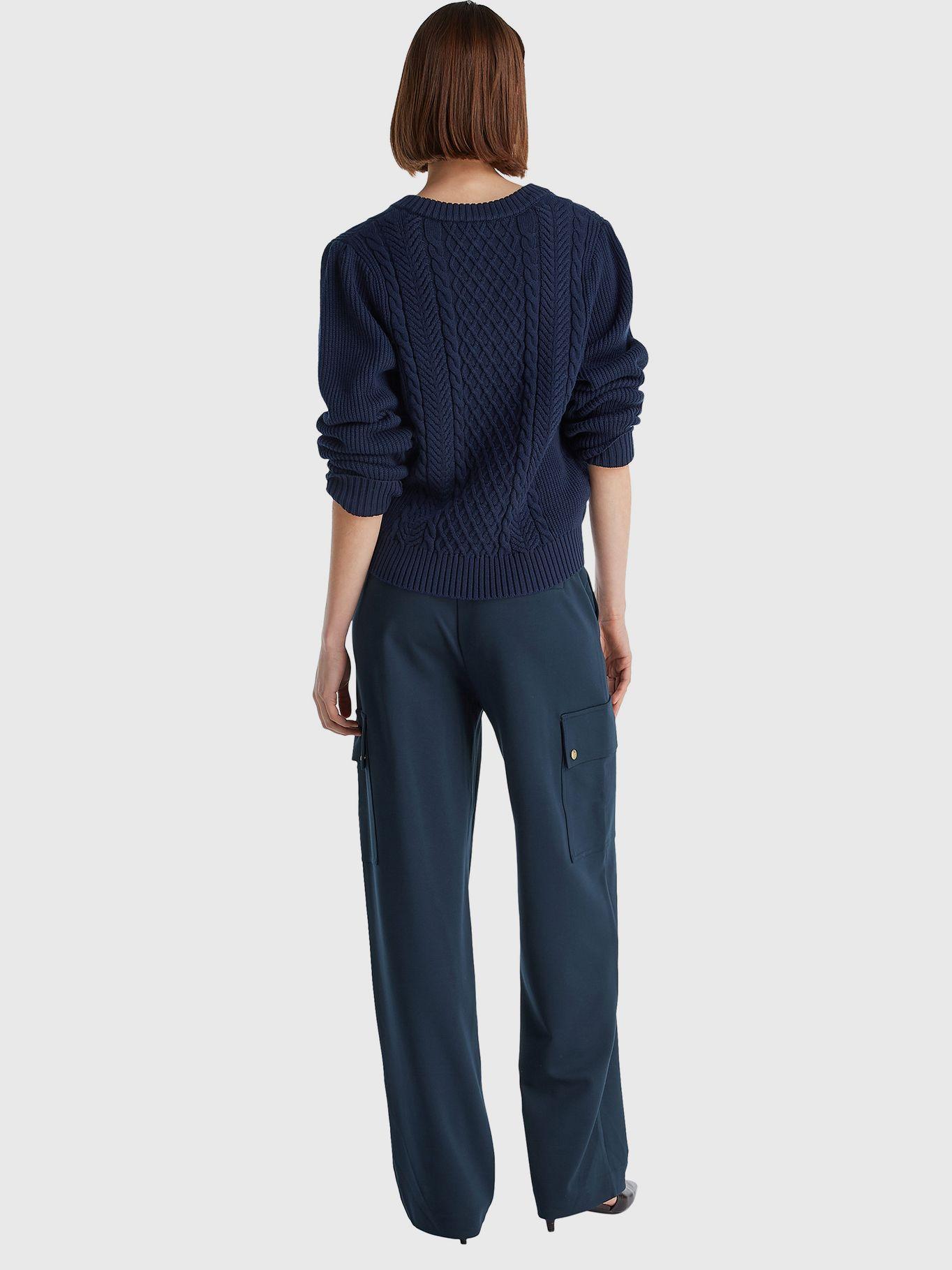 Sweater Tejido Cable Con Logo Azul Tommy Hilfiger-2