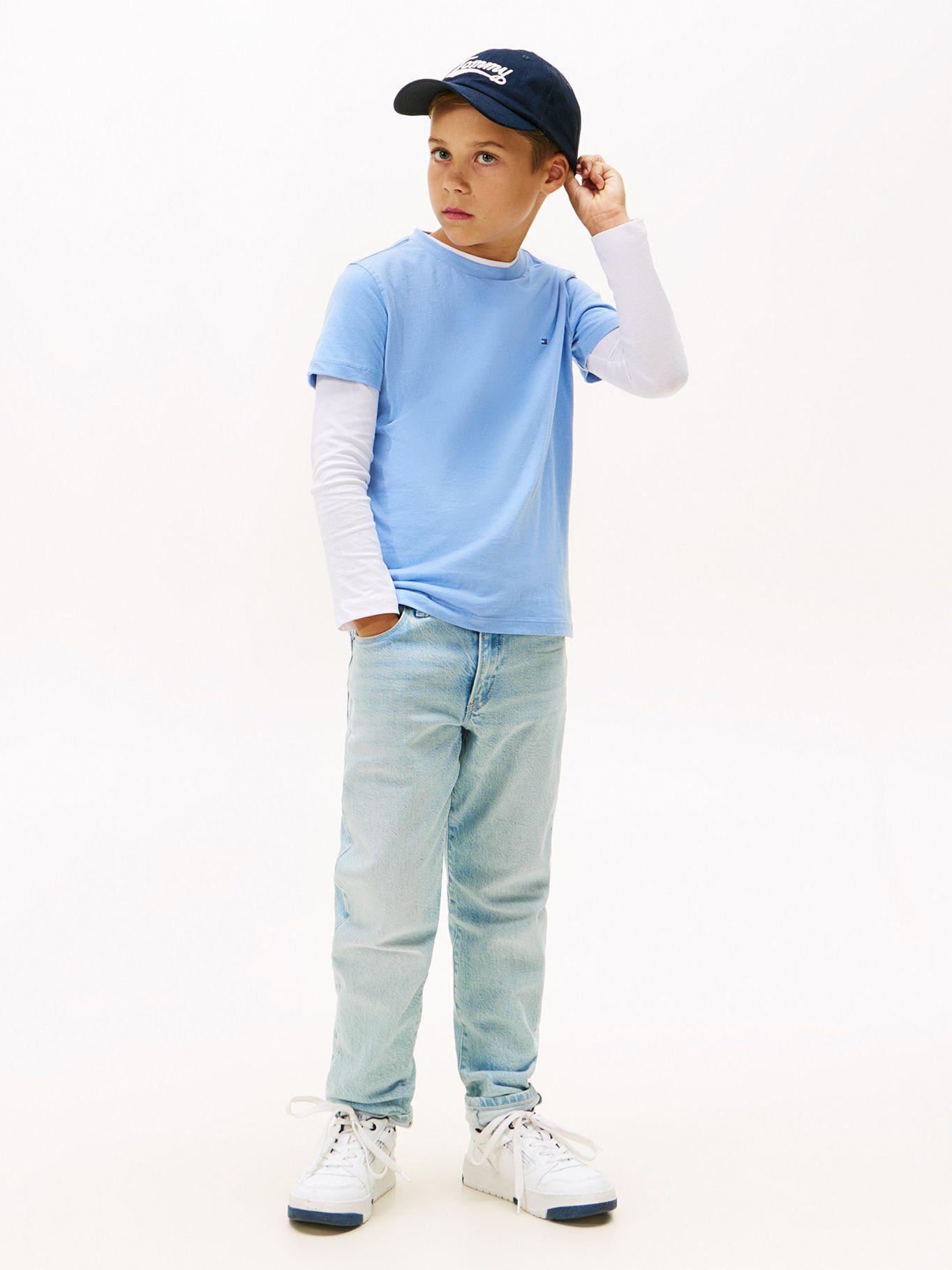 Polera Niño Essential Cotton C14 Celeste Tommy Hilfiger-1