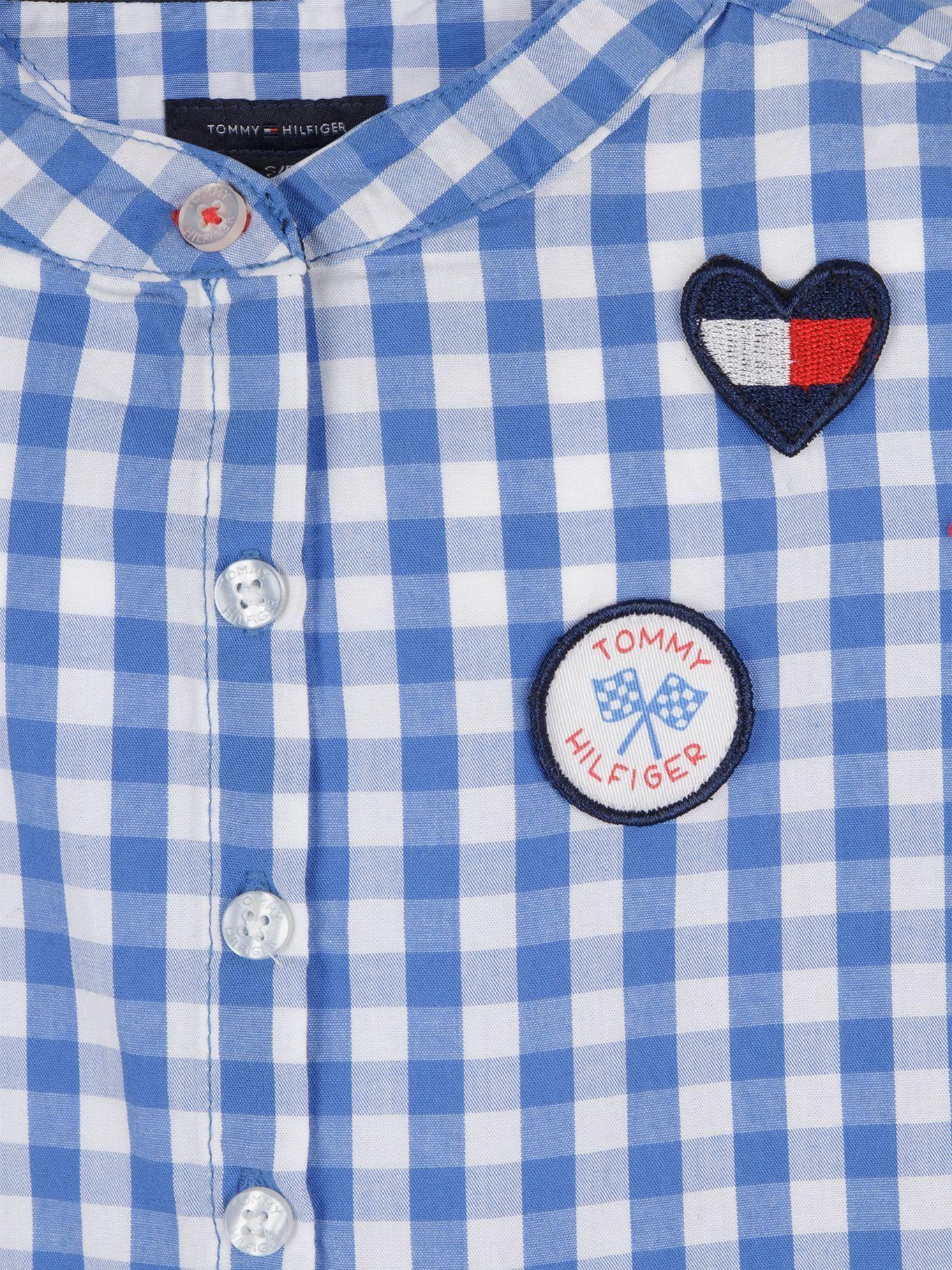 Polera Gingham Ruffle Celeste Tommy Hilfiger M2-3