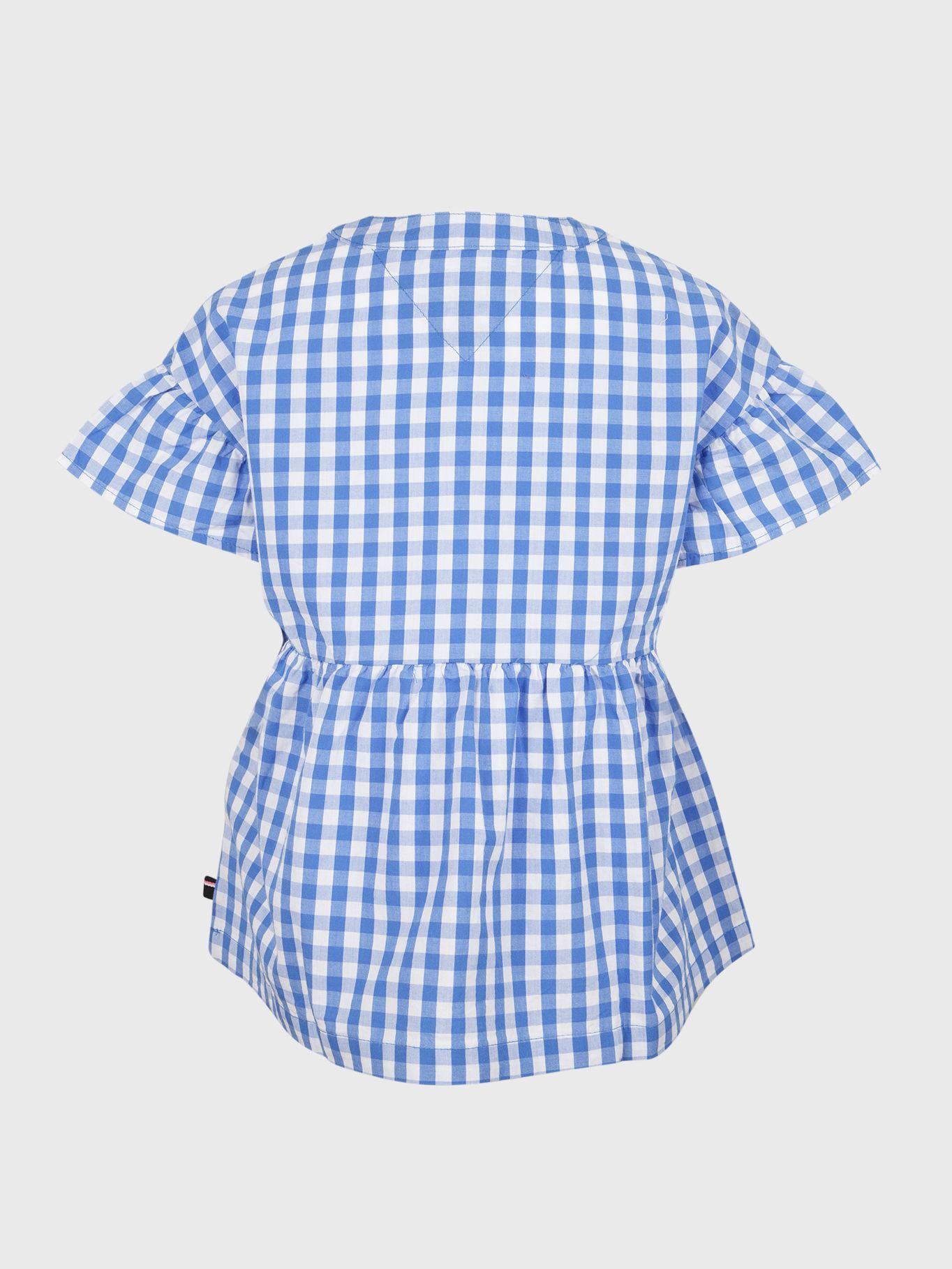 Polera Gingham Ruffle Celeste Tommy Hilfiger M2-1