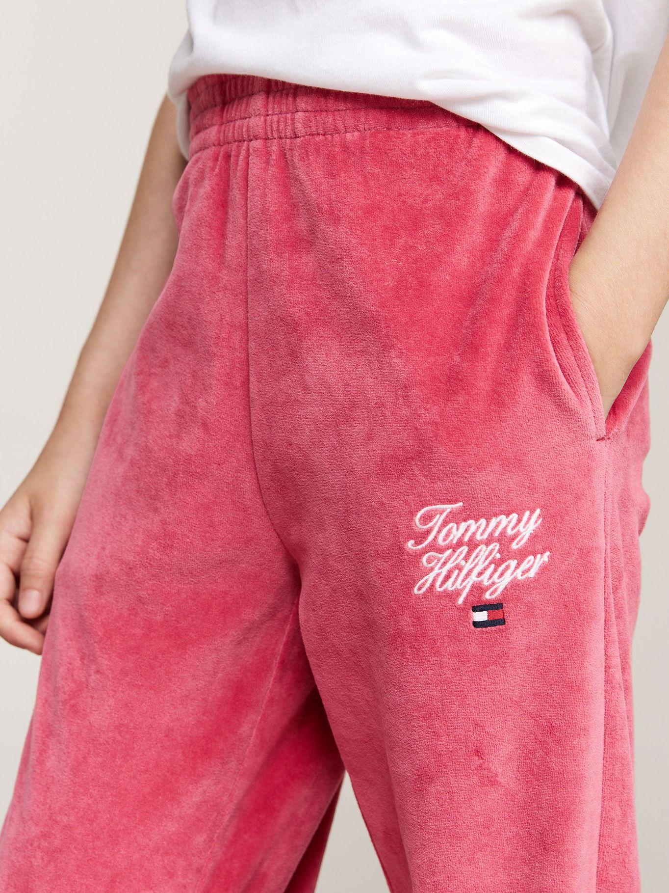 Joggers De Niña Con Logo Script Rosado Tommy Hilfiger-3