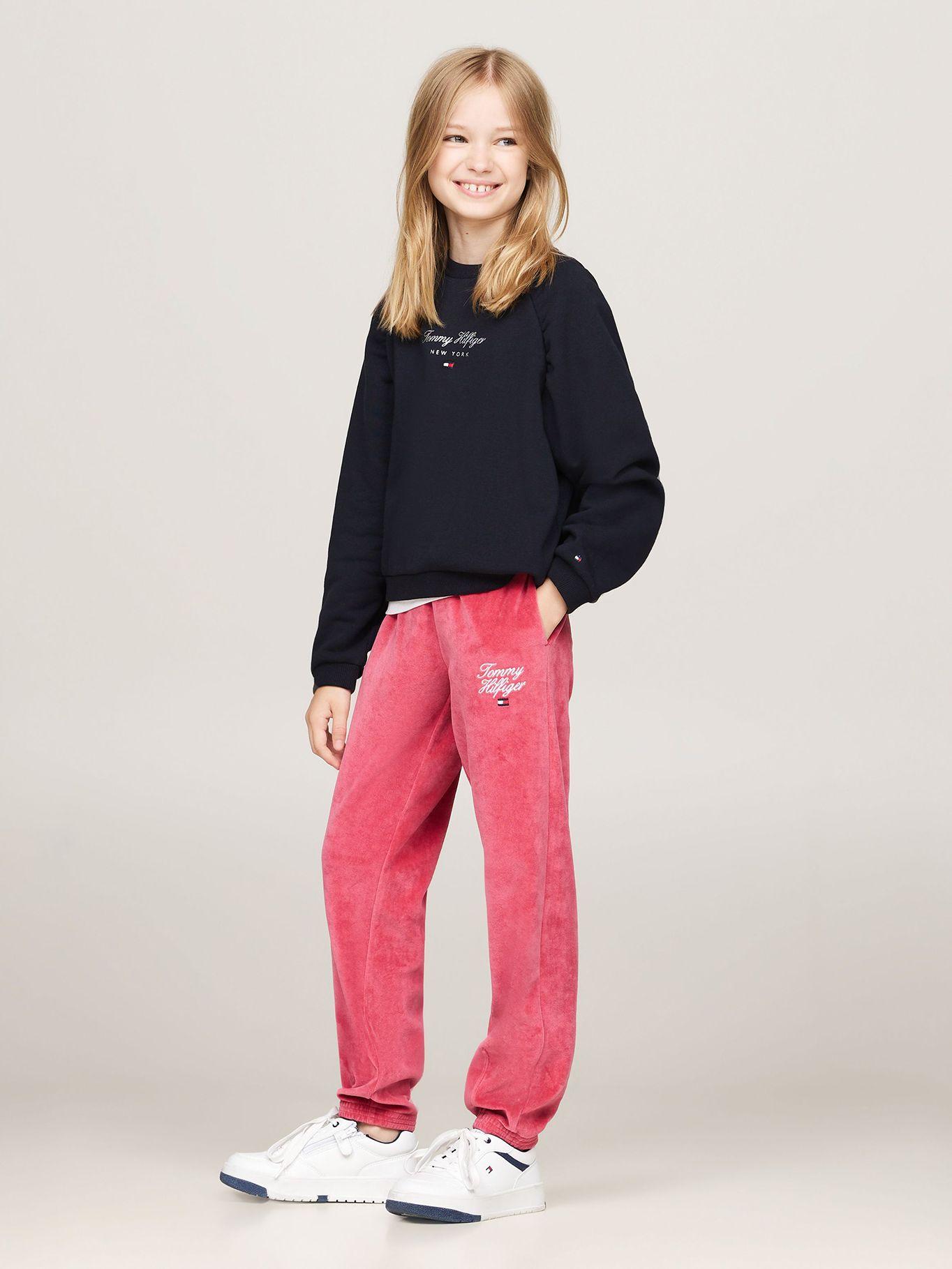 Joggers De Niña Con Logo Script Rosado Tommy Hilfiger-0