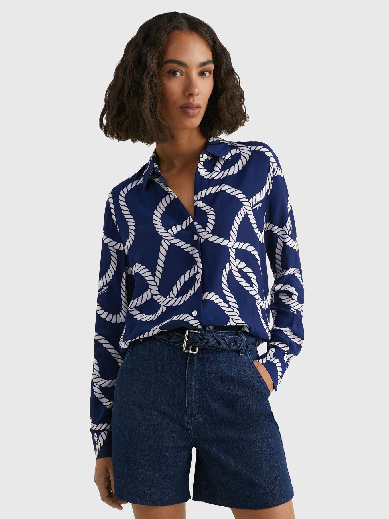 Camisa Con Estampado De Cuerdas Azul Tommy Hilfiger-0