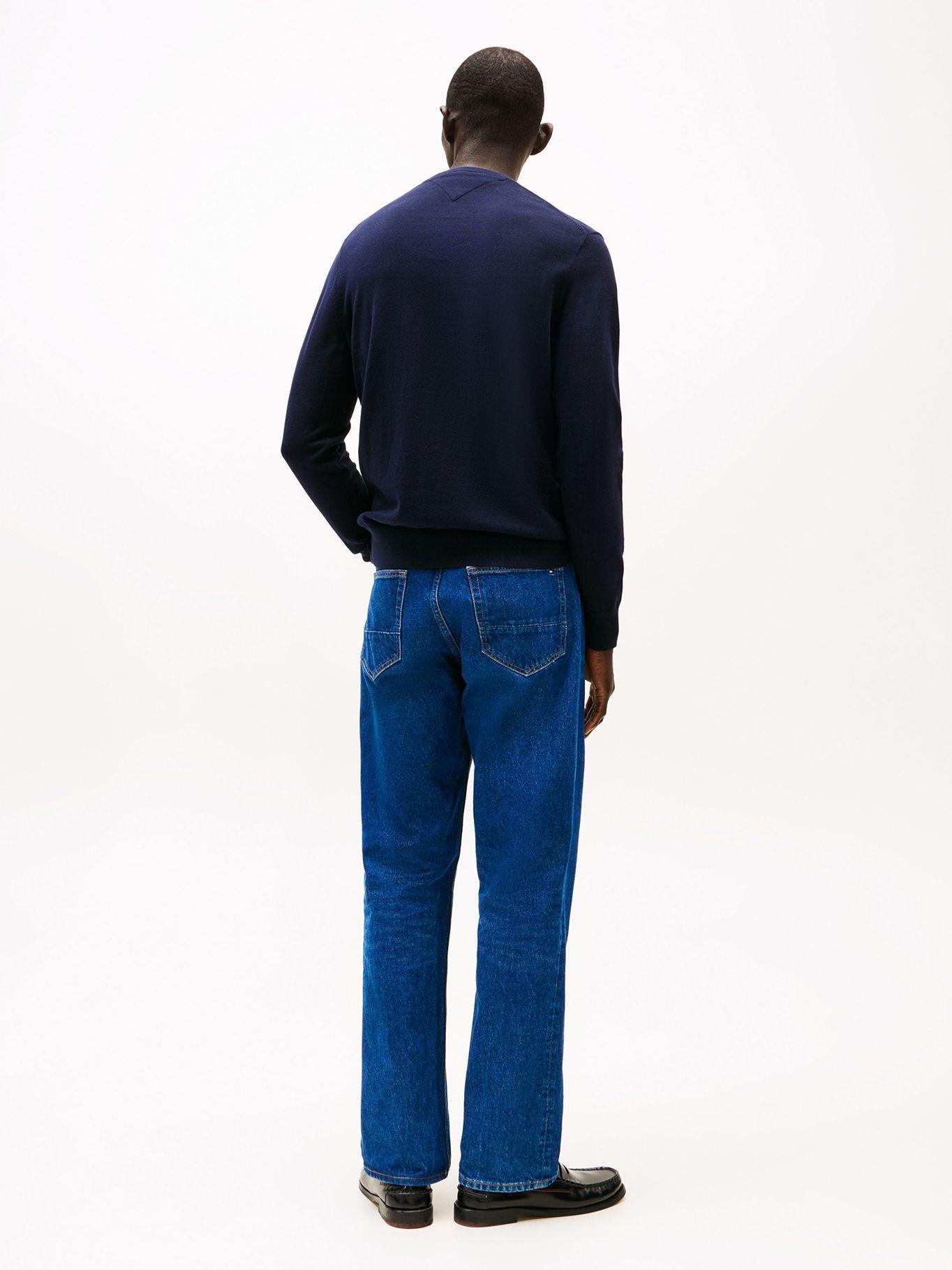 Sweater Neck-V Básico Signature Azul Tommy Hilfiger-2