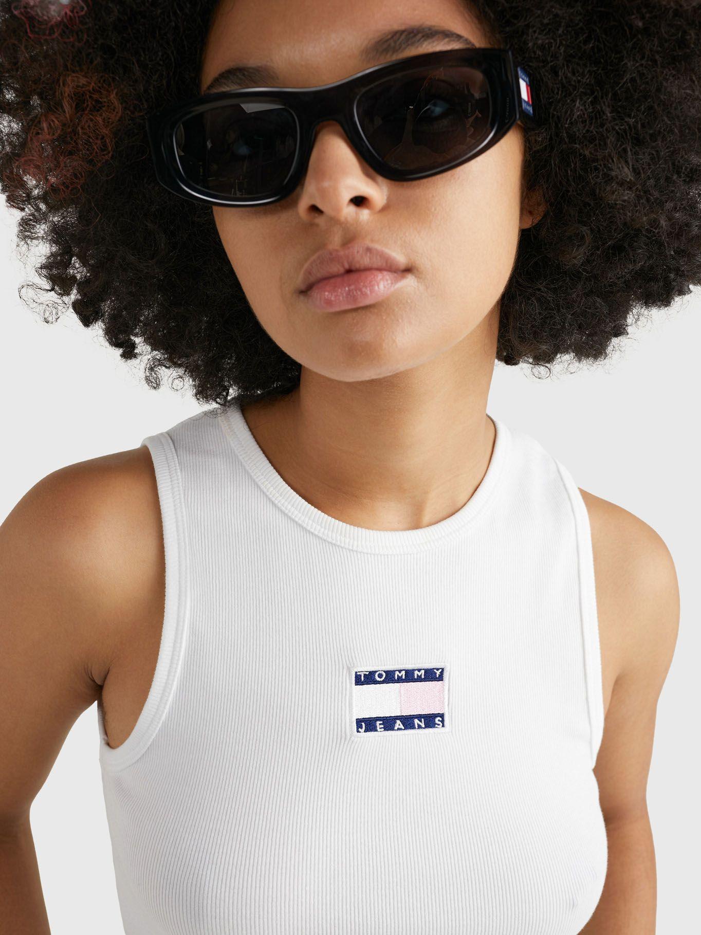 Polera Crop Con Parche Blanco Tommy Jeans-3