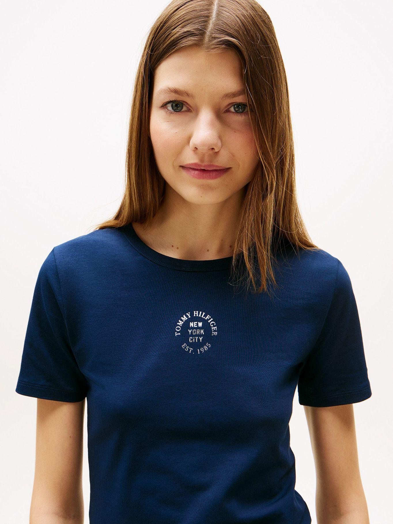 Polera Slim Con Logo Estampado Azul C1G Tommy Hilfiger-3