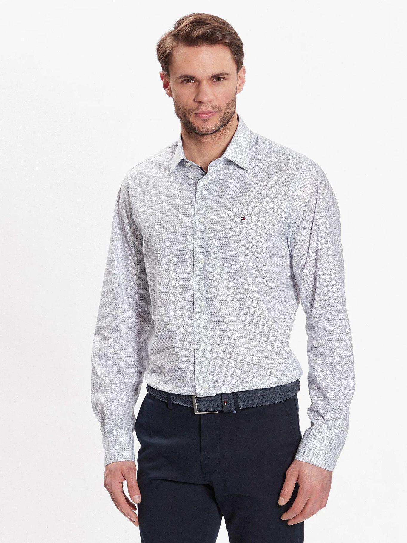 Camisa Stretch Regular Fit Celeste Tommy Hilfiger-0