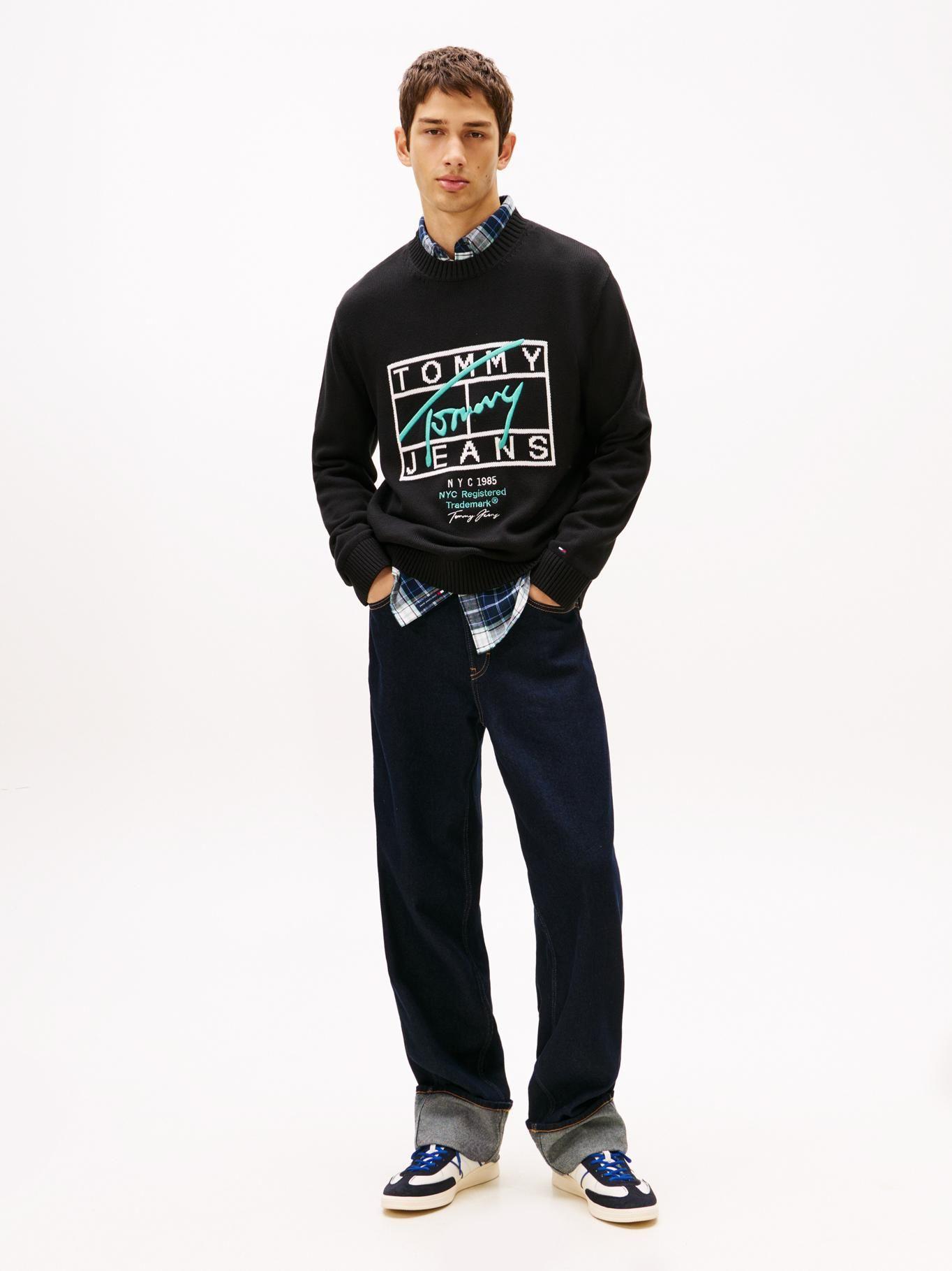 Sweater Logo Signature Regular Fit Tommy Jeans Negro-1