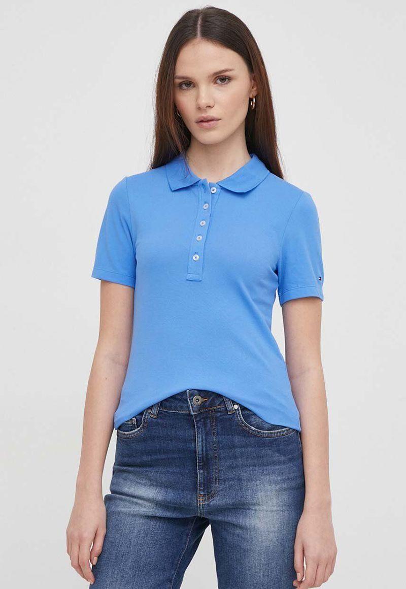 Polo Solid Con Logo Slim Fit Celeste Tommy Hilfiger-0