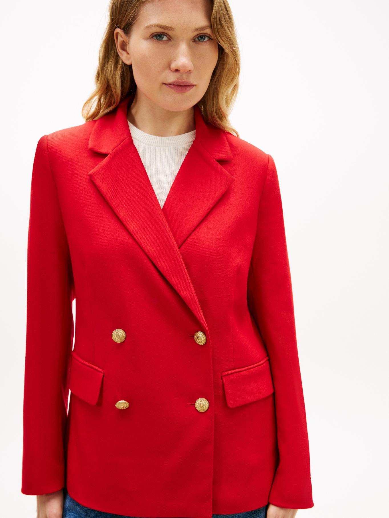 Blazer Con Estampado De Cuadros Tommy Hilfiger Rojo-3