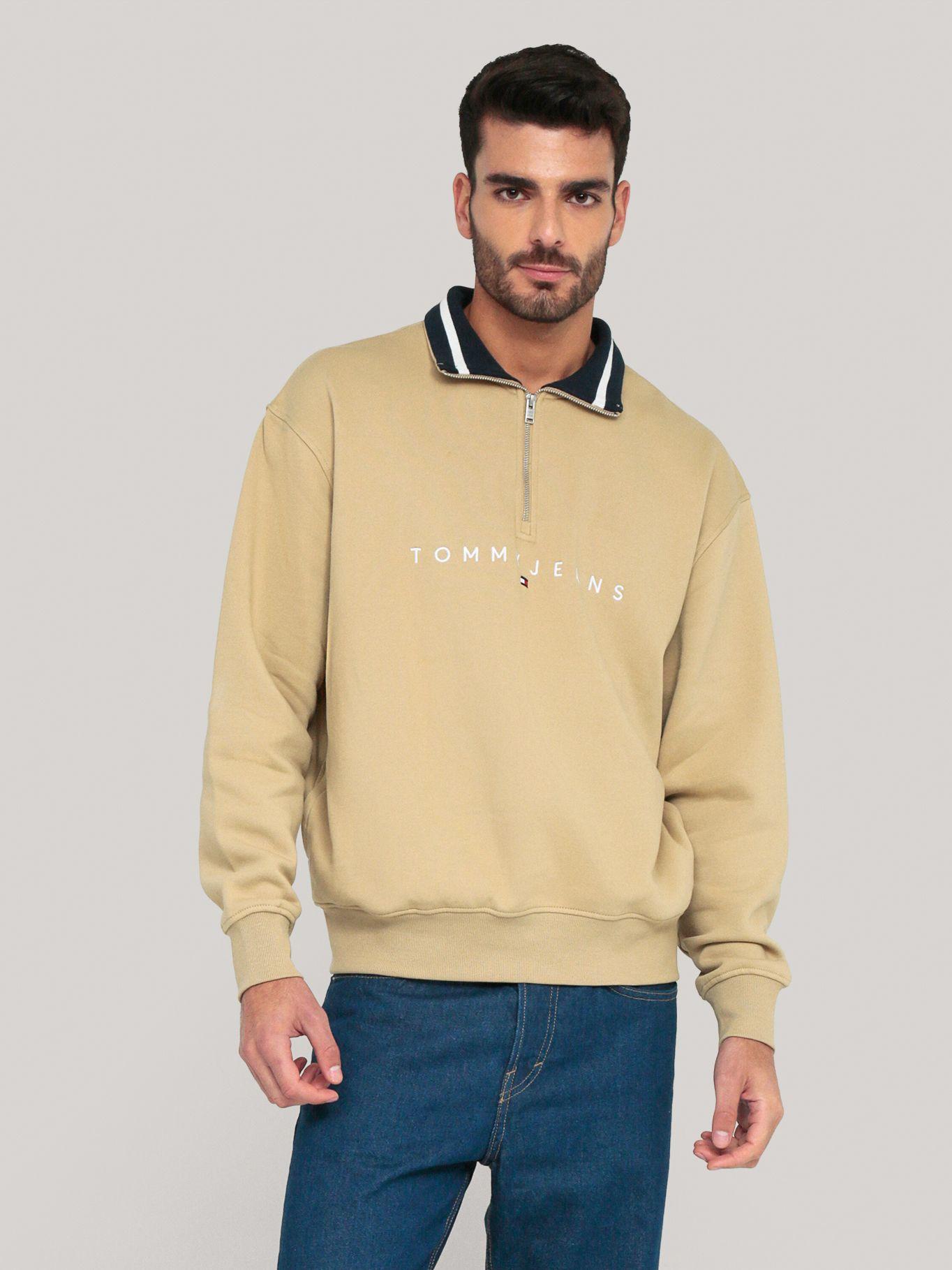 Polerón Relaxed Con Medio Cierre Beige Tommy Jeans-0