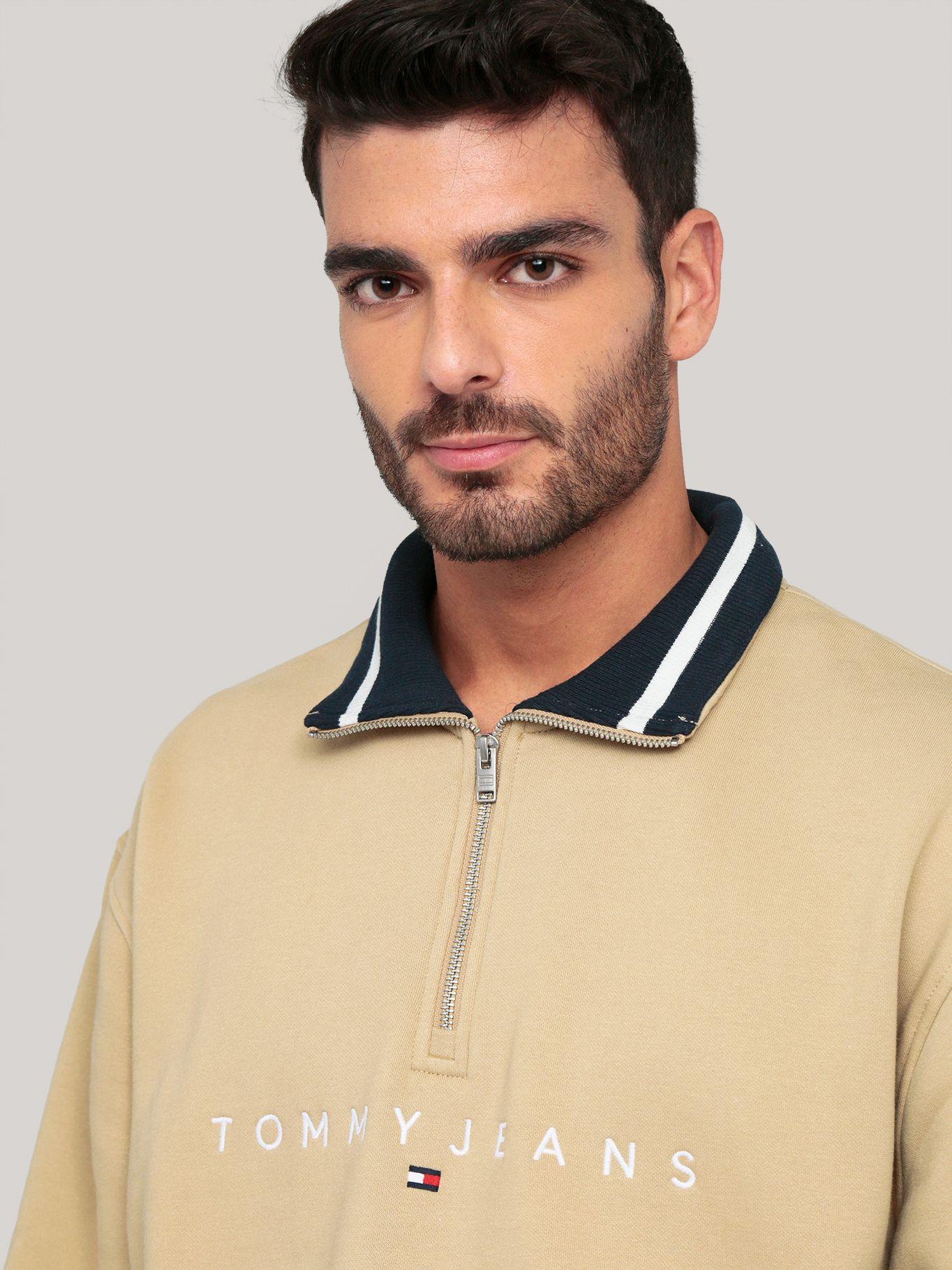 Polerón Relaxed Con Medio Cierre Beige Tommy Jeans-4