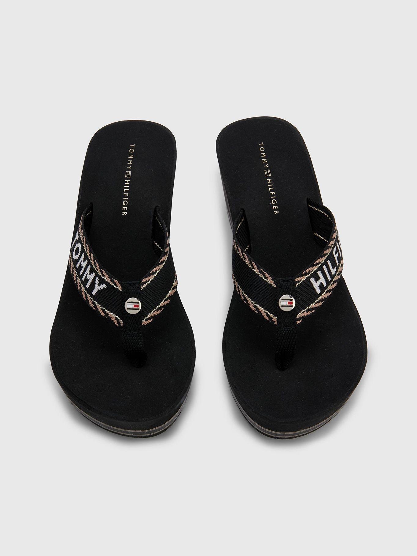 Sandalias Webbing Wedge Negro Tommy Hilfiger-4