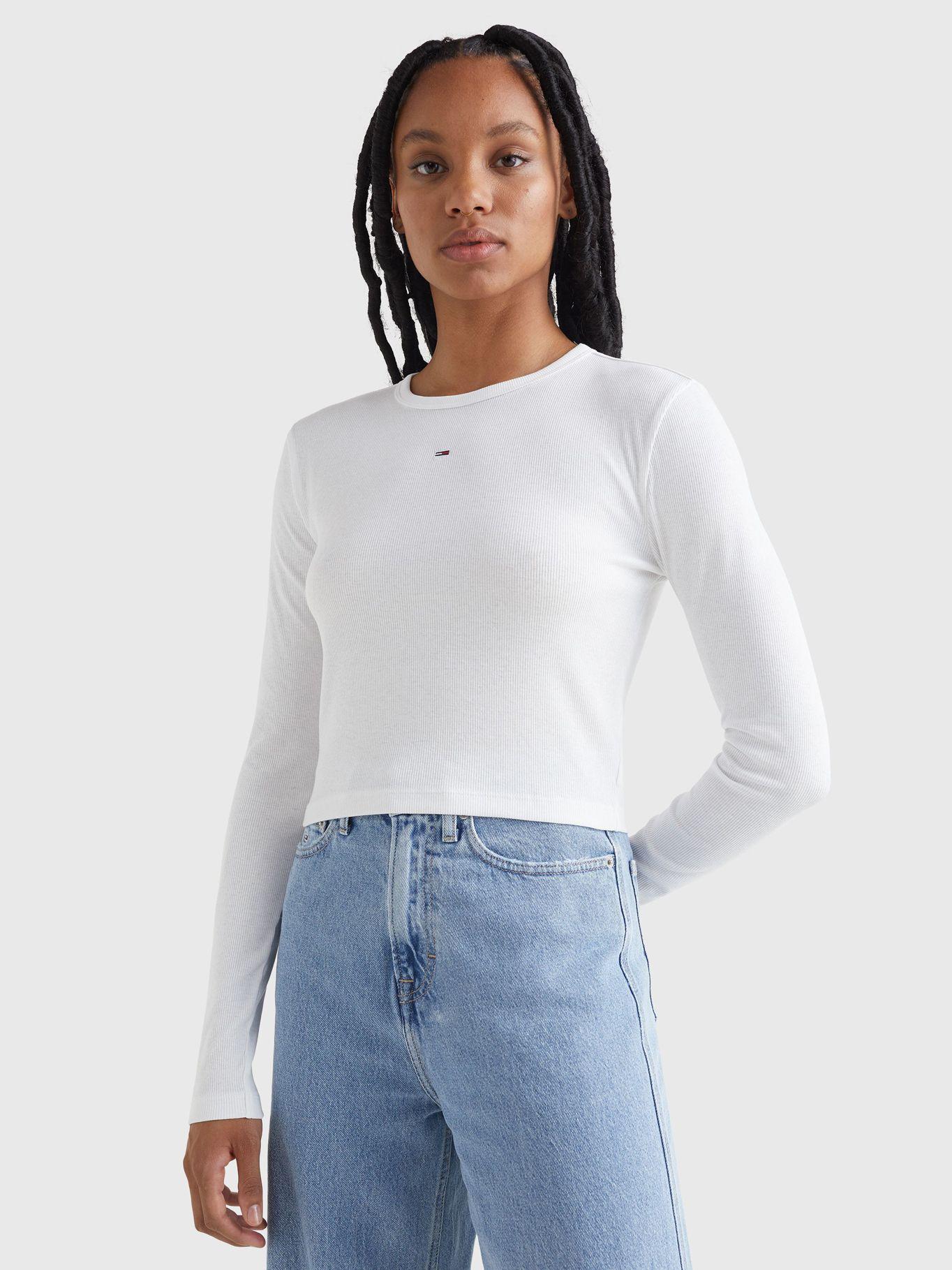 Polera Baby Rib C-Neck  Blanco Tommy Jeans-0