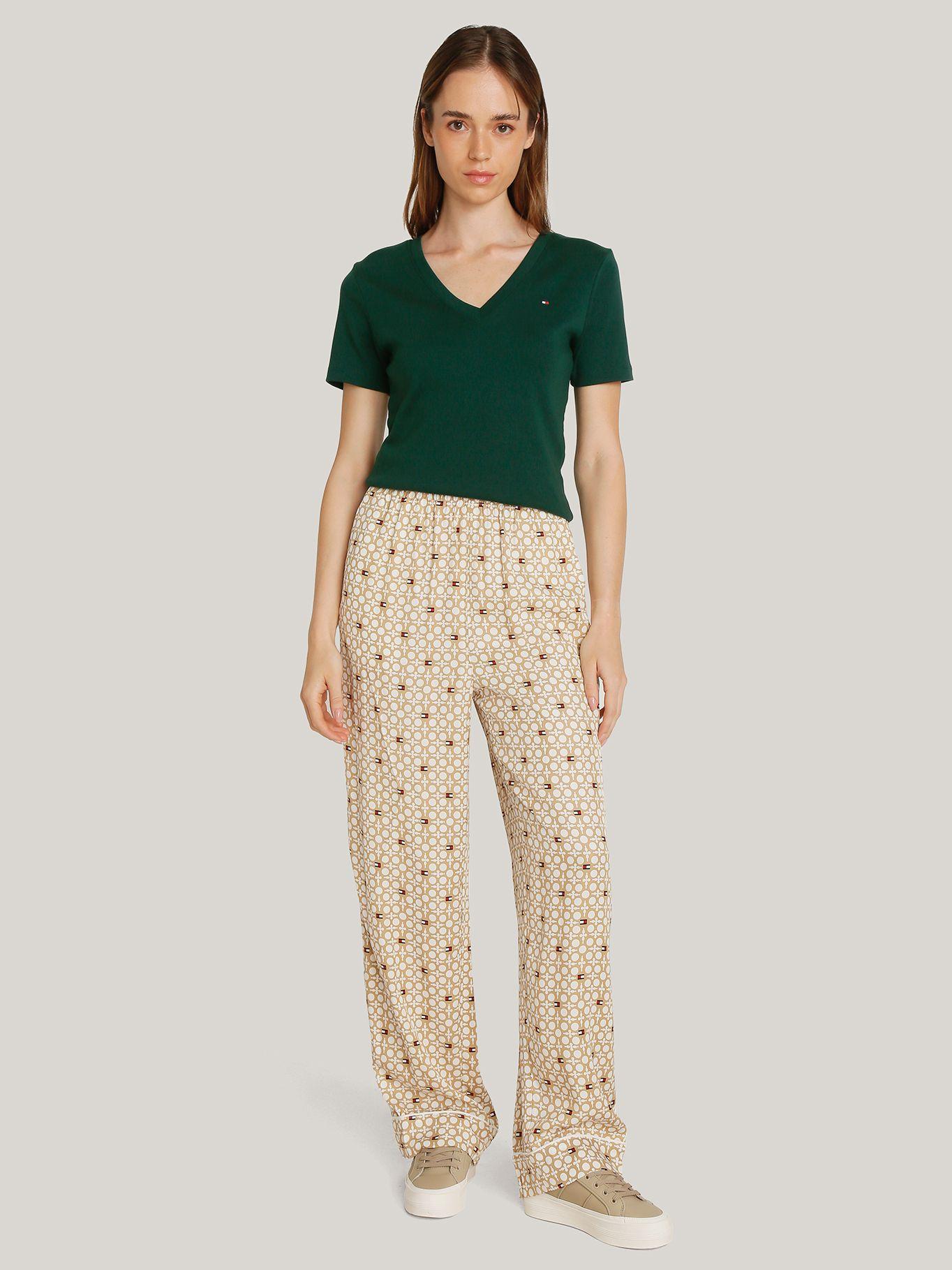 Pantalón De Rayas Con Corte Amplio Beige Tommy Hilfiger-0