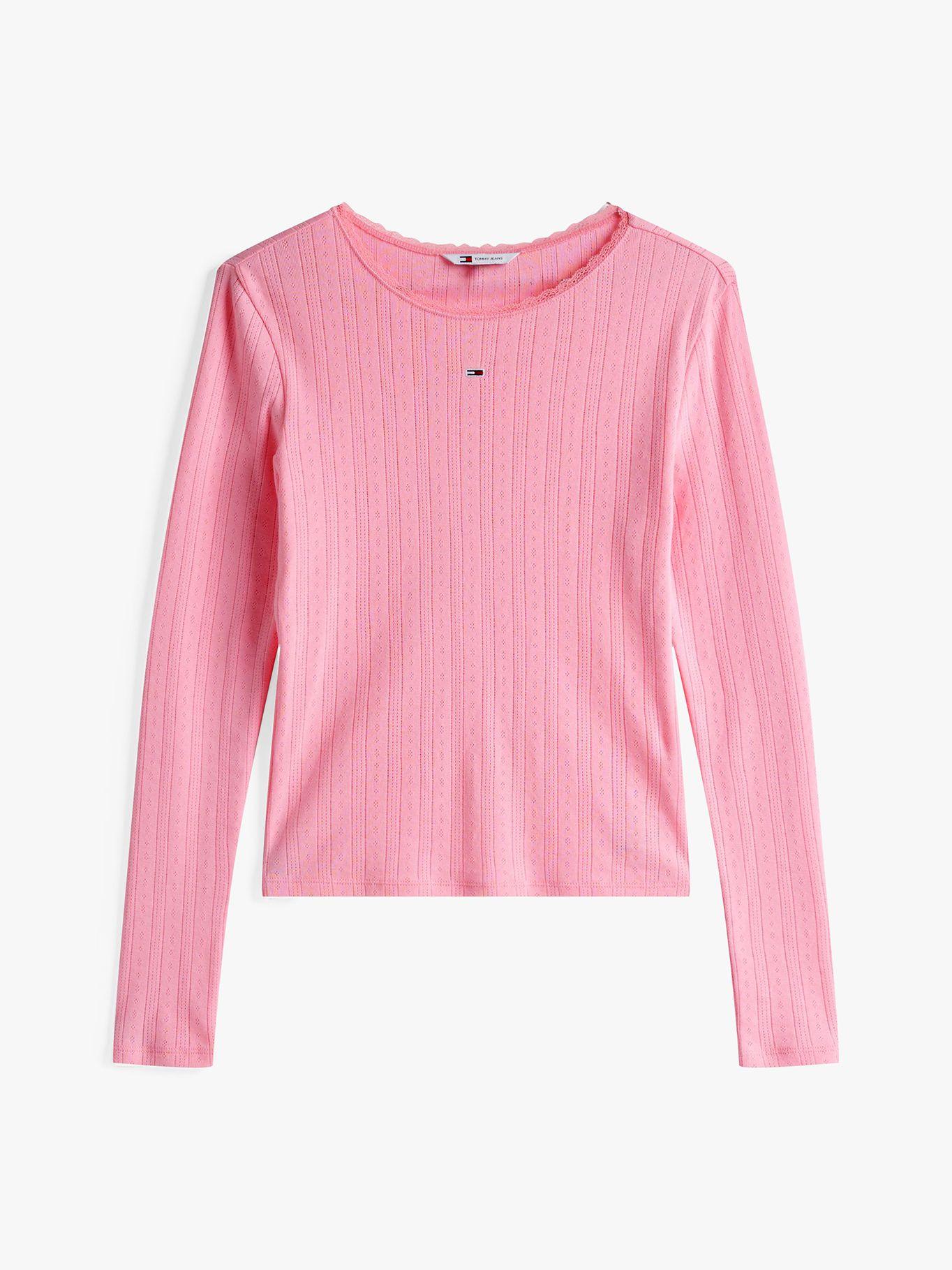 Polera Pointelle Con Logo Slim Fit Rosado Tommy Jeans-4