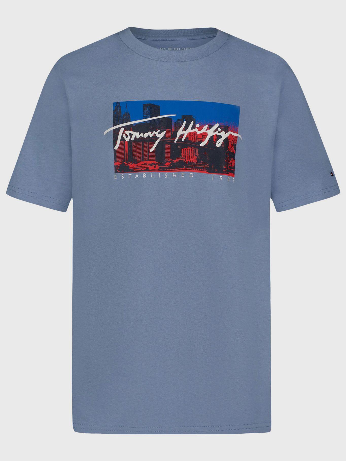 Polera skyline con logo Azul Tommy Hilfiger-0